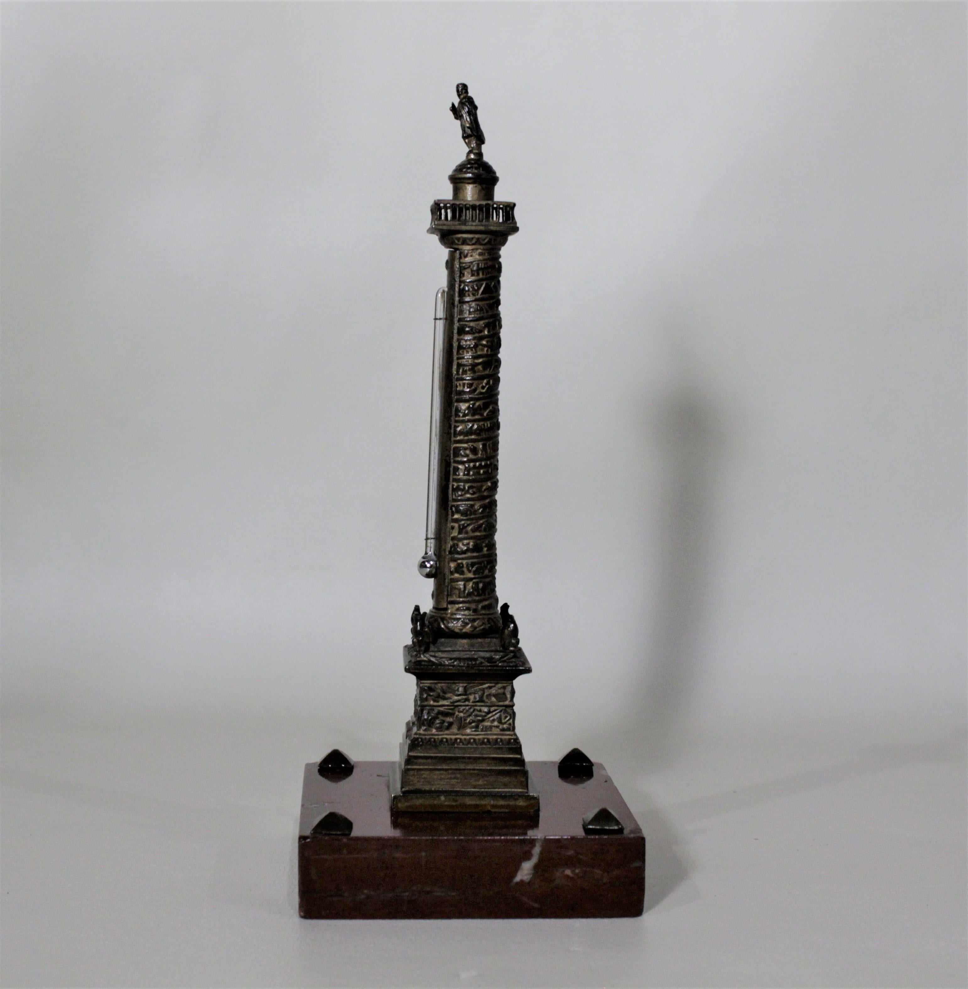 French Miniature Cast Bronze Grand Tour Architectural Model and Desk Thermometer For Sale