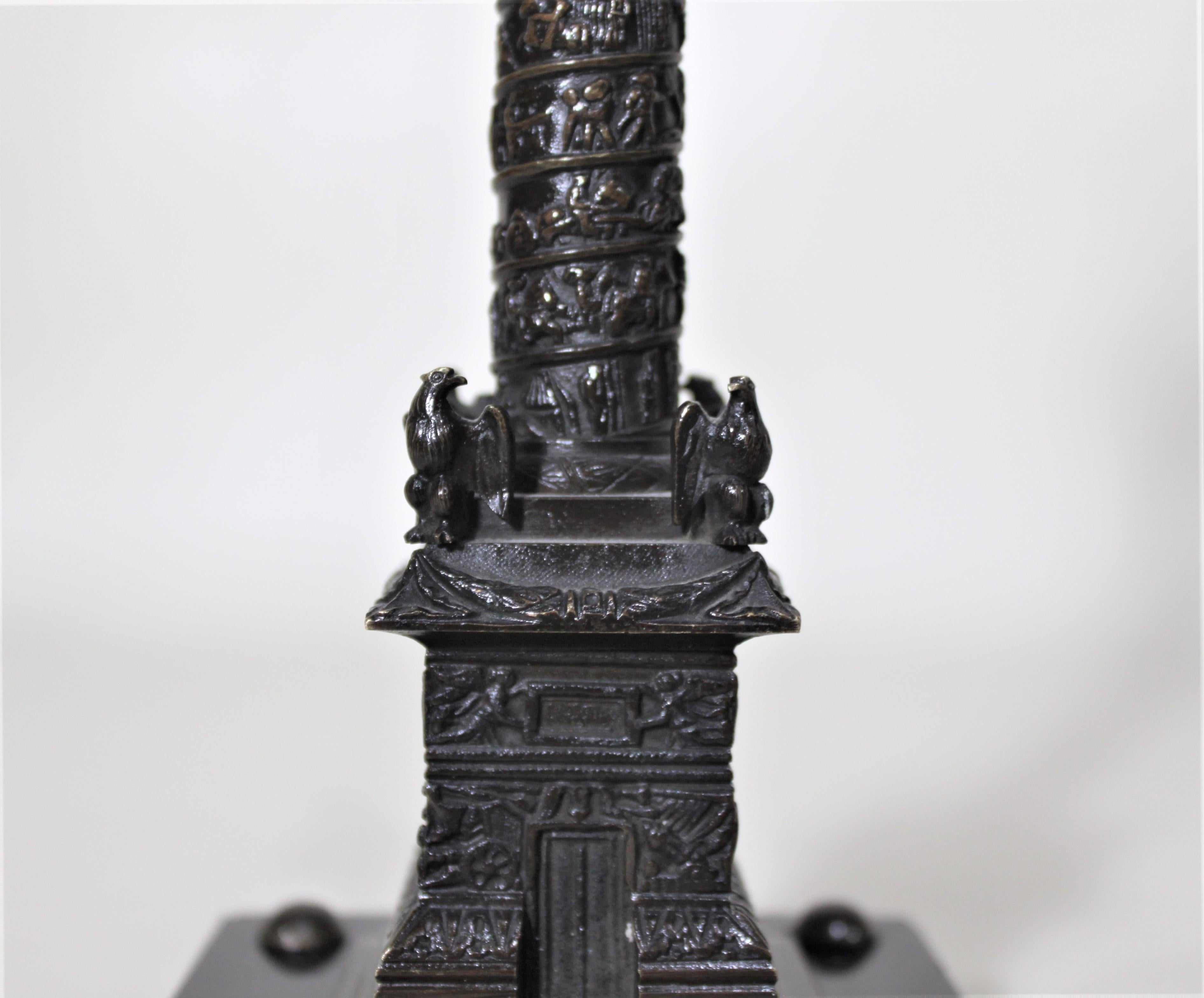 Miniature Cast Bronze Grand Tour Architectural Sculpture of the Trajan Column For Sale 4