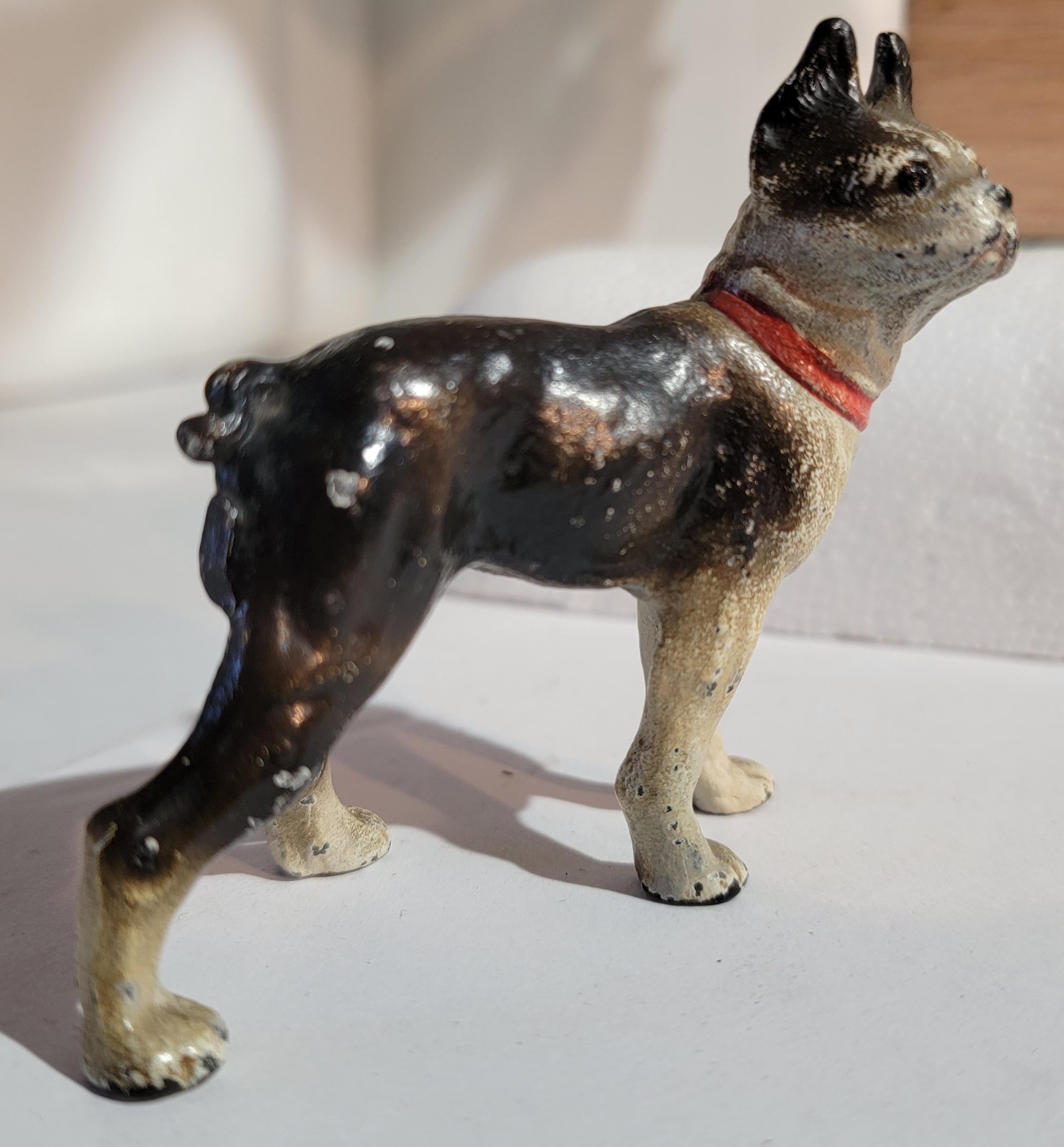 Hand-Painted Miniature Cast Iron Boston Terrier For Sale