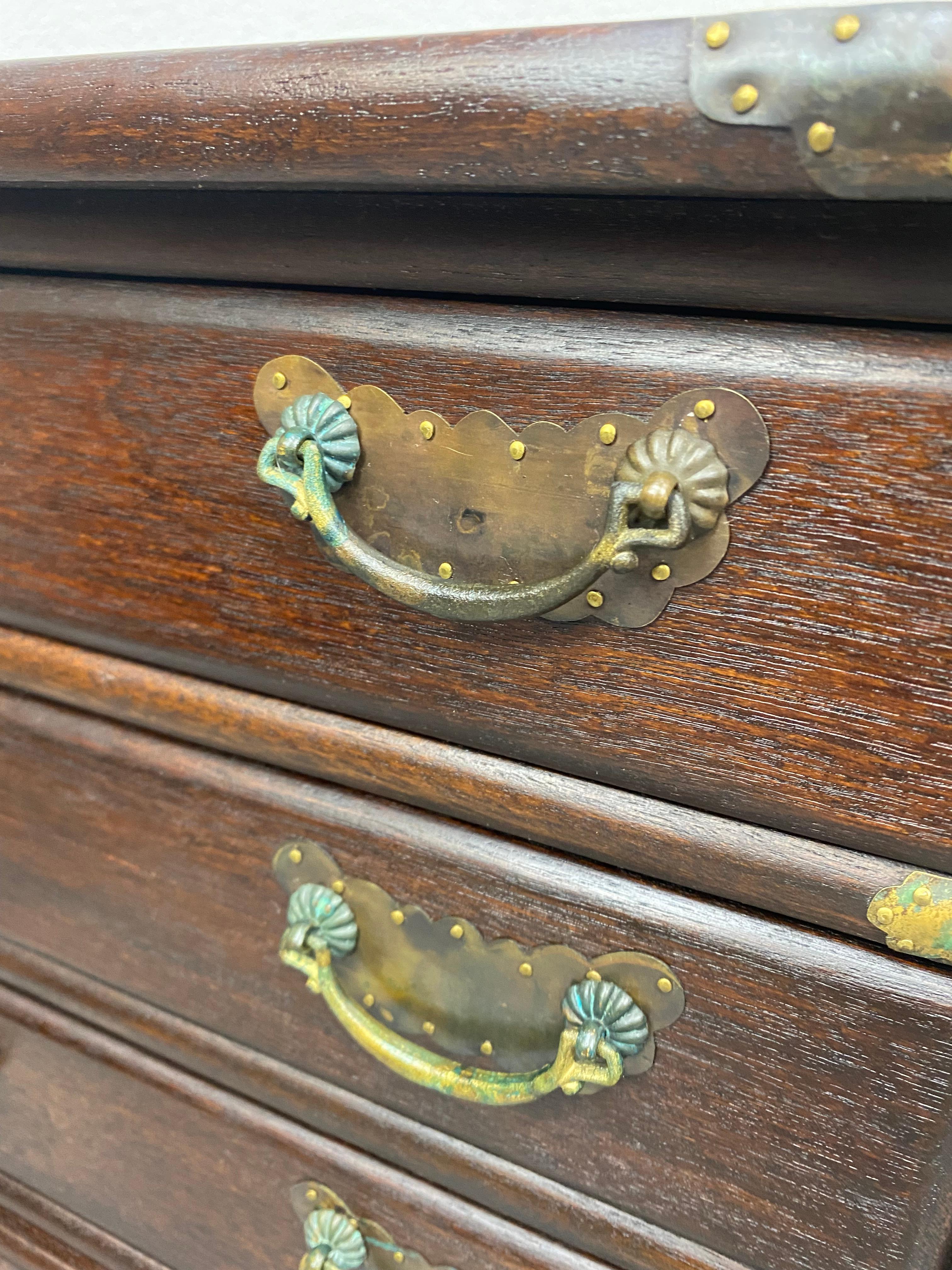 Brass Miniature Chest of Drawers For Sale
