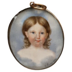 Miniature Child Portrait Pendant Gold