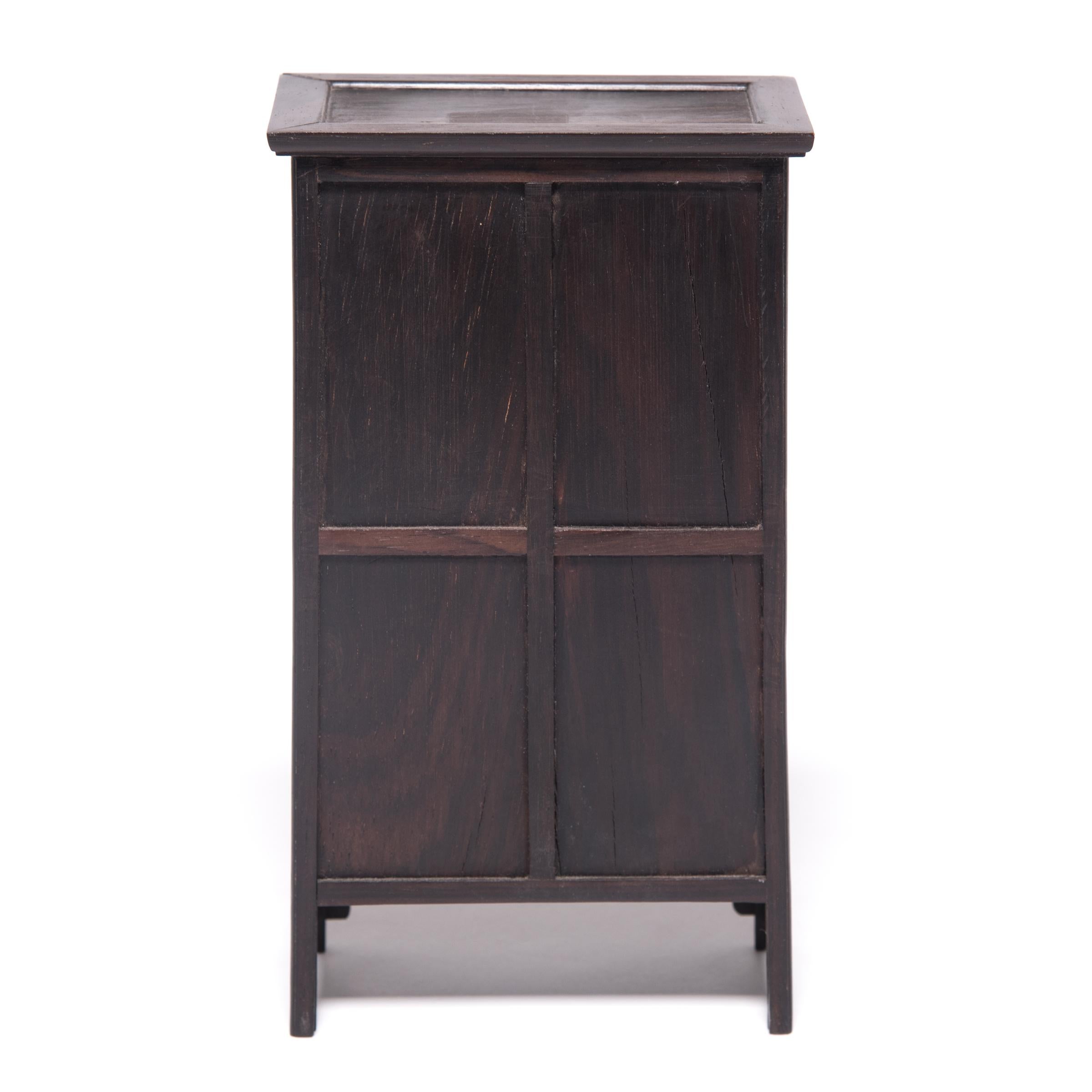 Miniature Chinese Bamboo Zitan Cabinet In Excellent Condition In Chicago, IL