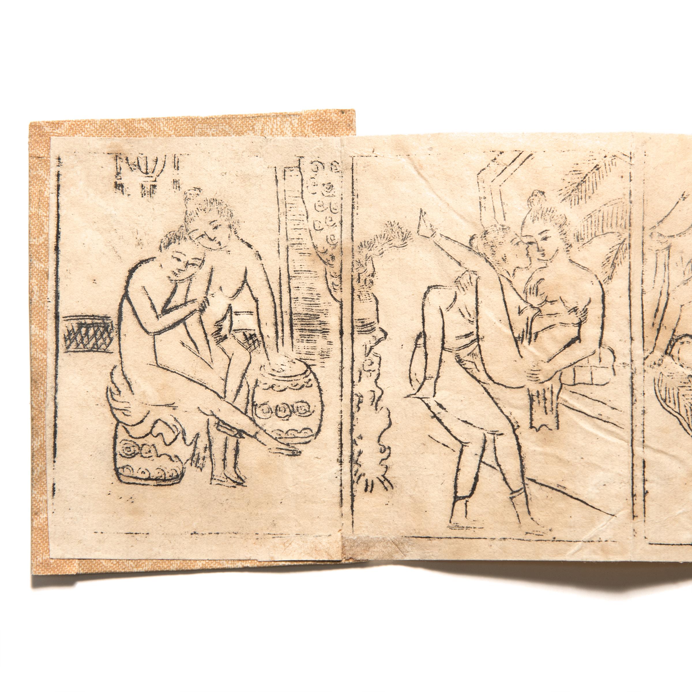 Miniature Chinese Erotic Pillow Book In Good Condition In Chicago, IL