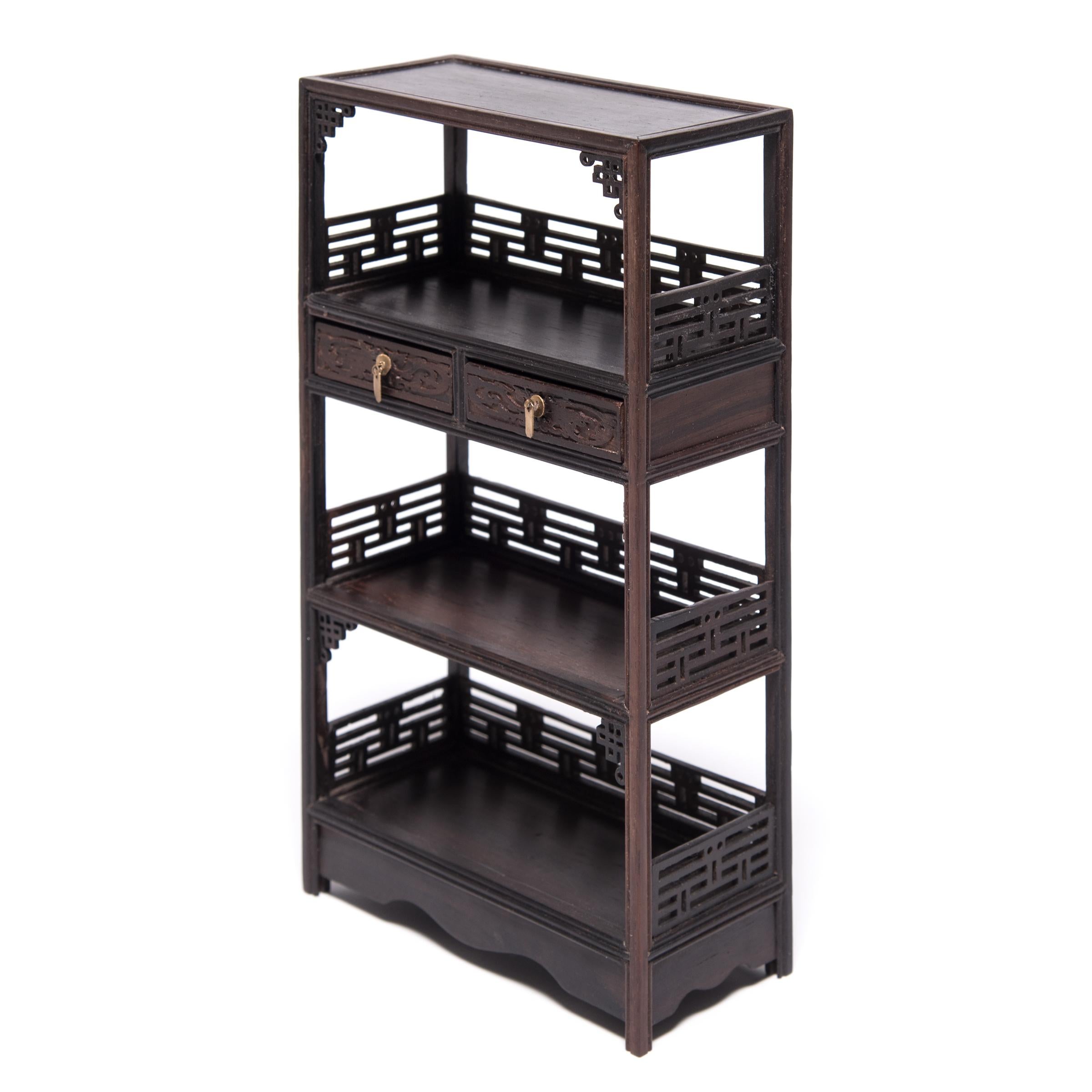 Qing Miniature Chinese Hardwood Bookcase For Sale
