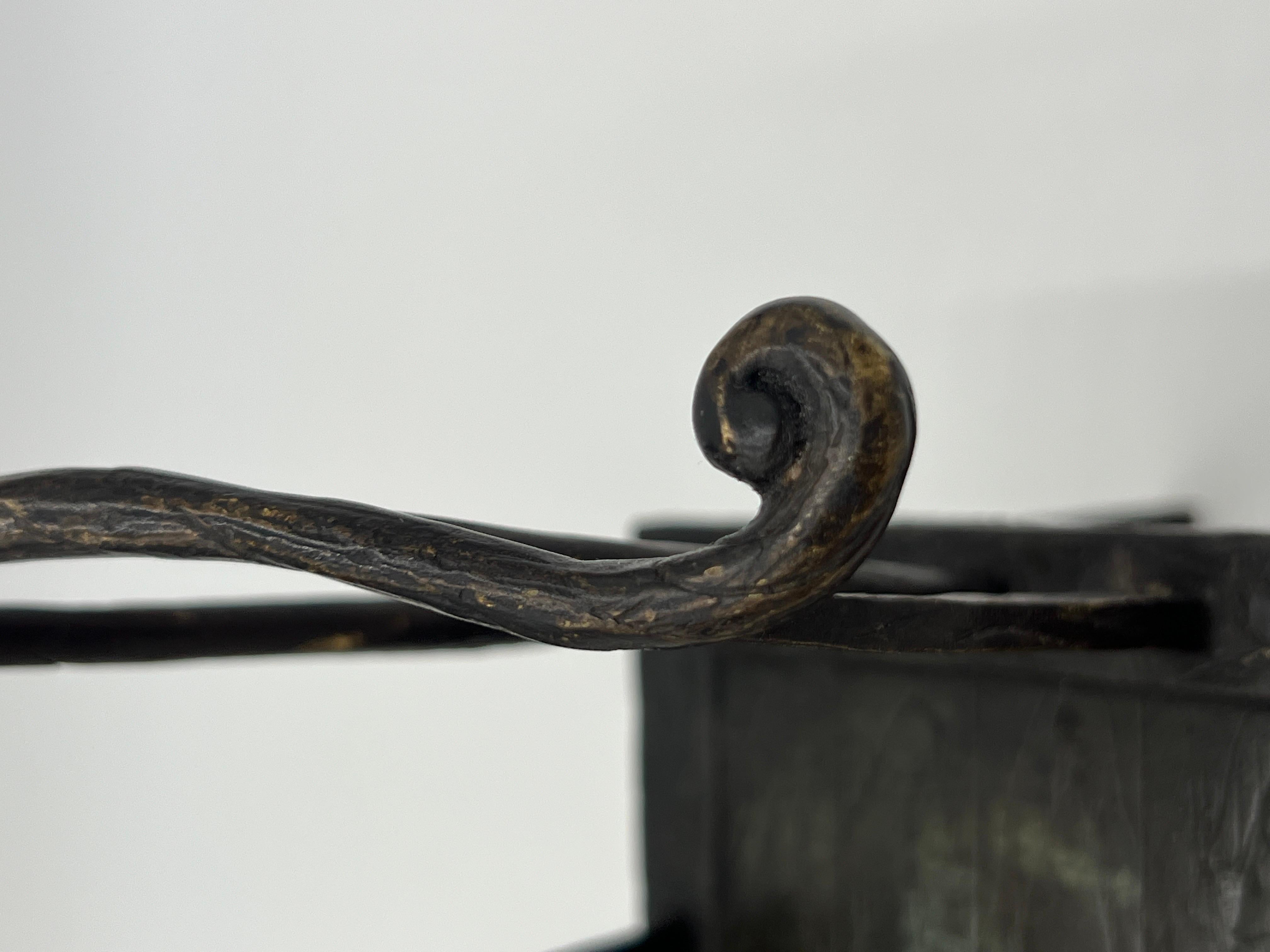 Miniature Chinese Patinated Bronze Horseshoe Display Chair, Signed  For Sale 2