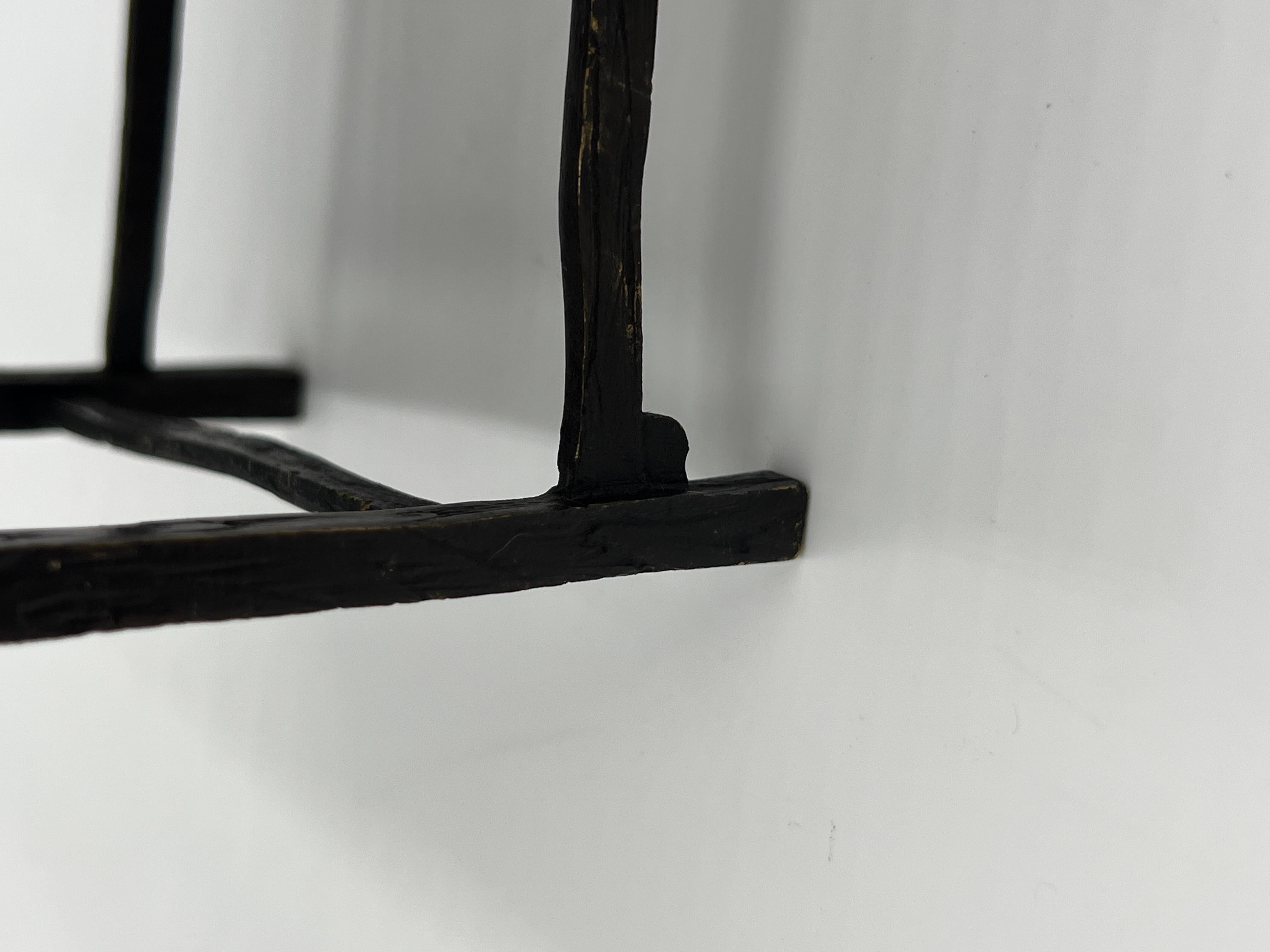Miniature Chinese Patinated Bronze Horseshoe Display Chair, Signed For Sale 3