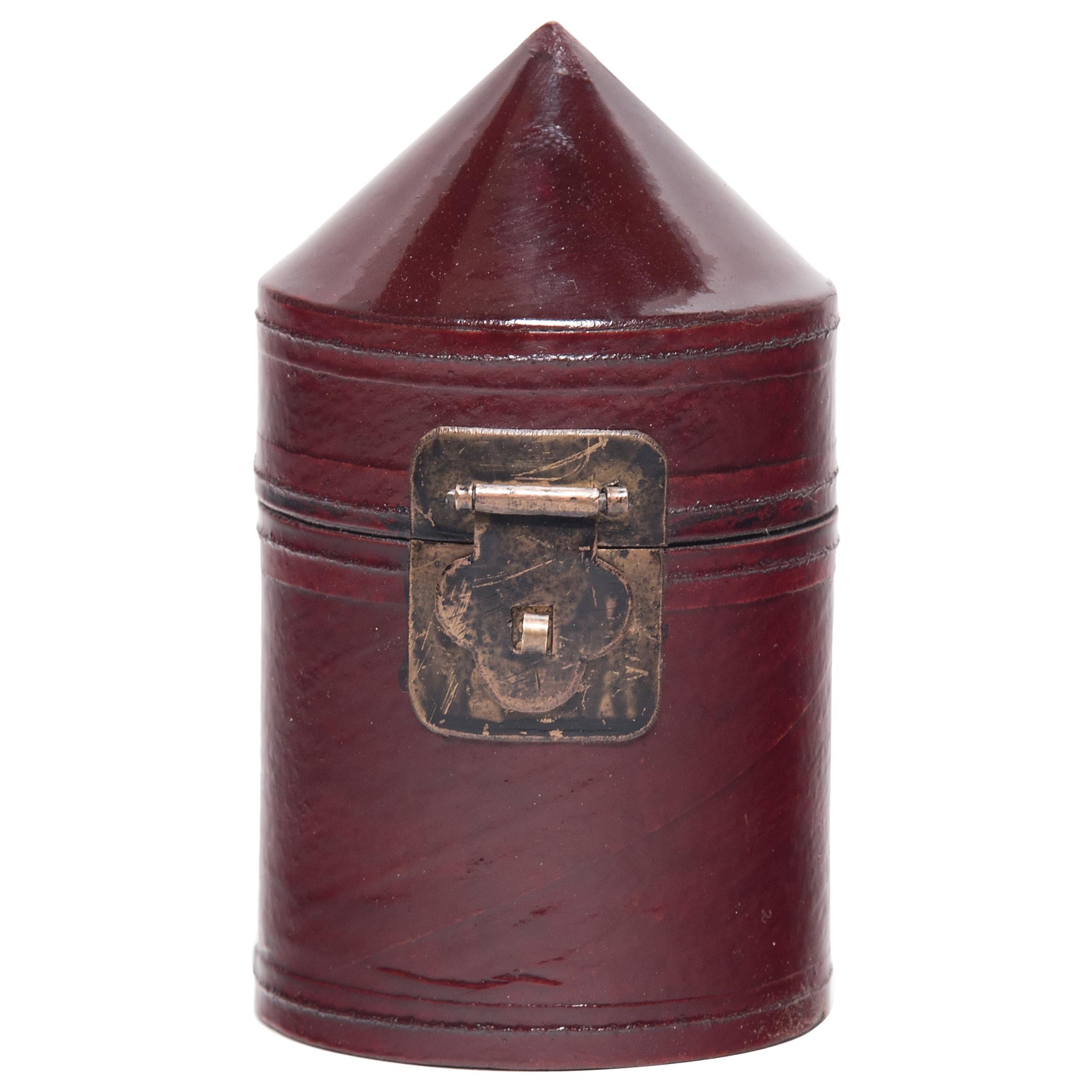 Miniature Chinese Red Lacquer Hat Box, circa 1850