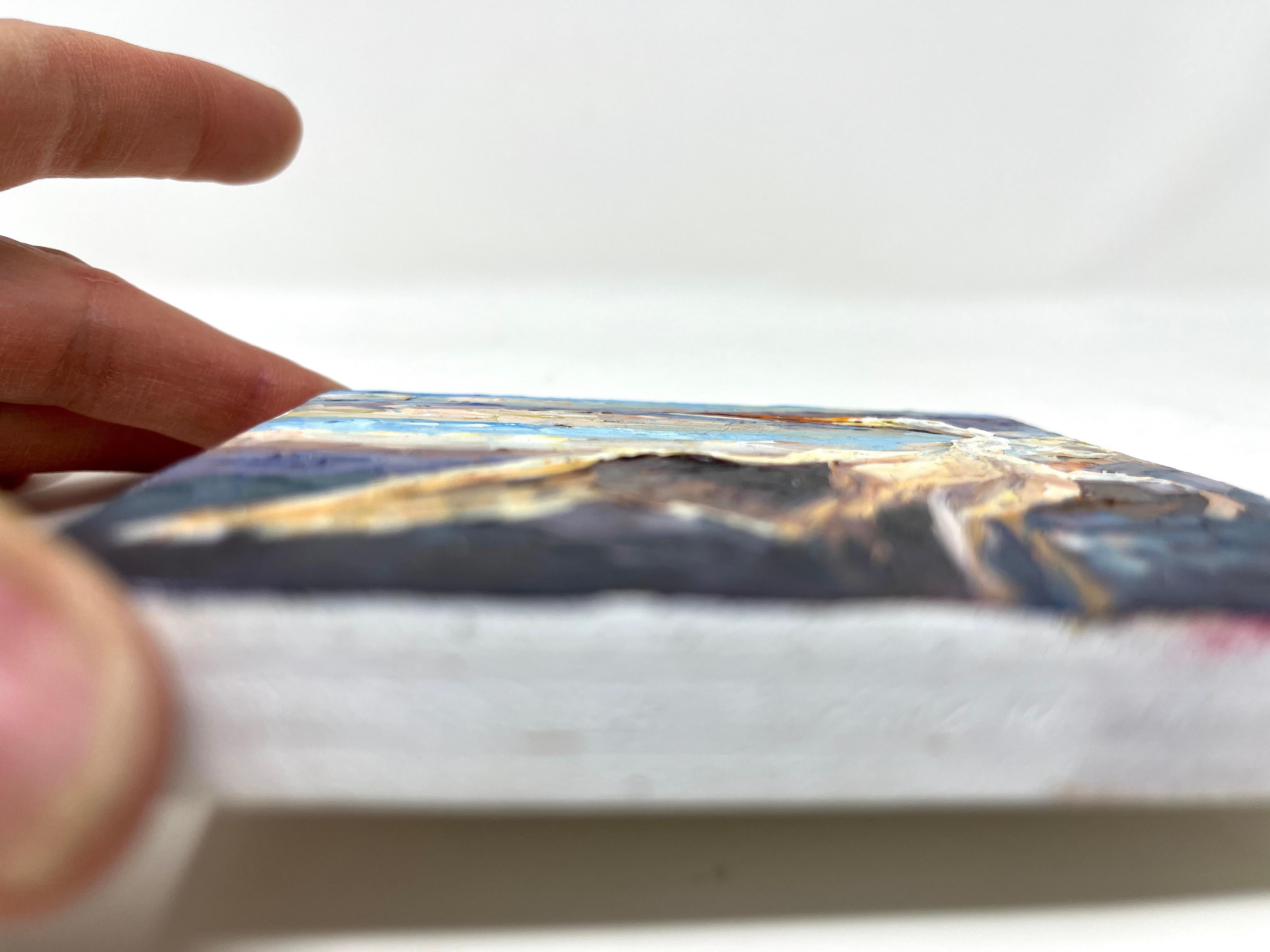 Miniature Contemporary Ölgemälde auf Panel von Stephen Kasun, Stolzer Reiher (amerikanisch) im Angebot