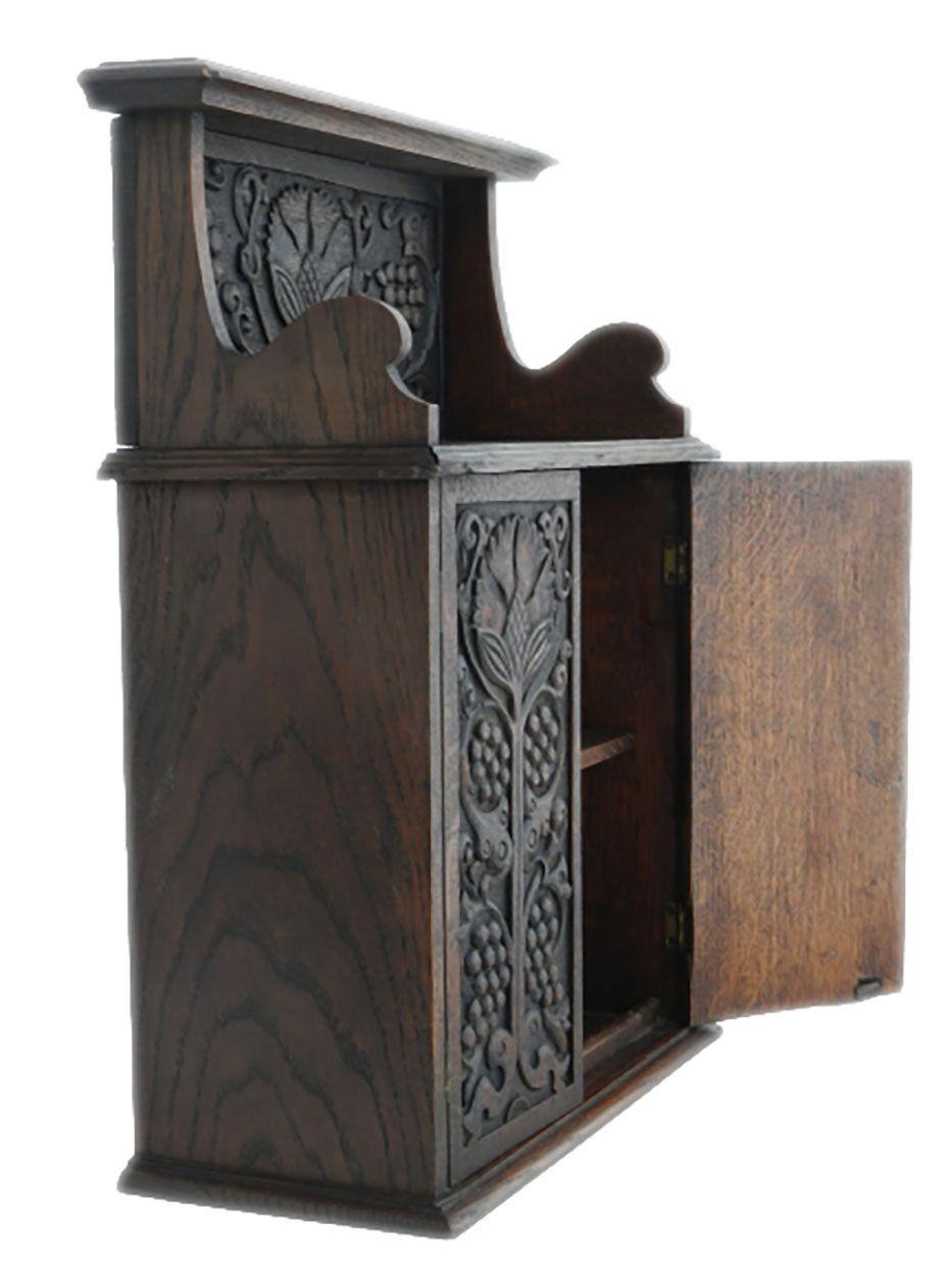 English Miniature Cupboard Carved Doors Kitchen Spices, C 1910