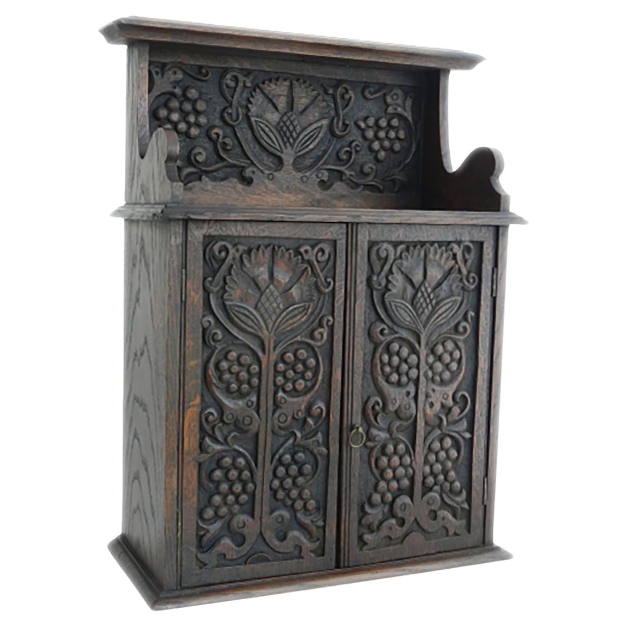 Miniature Cupboard Carved Doors Kitchen Spices, C 1910