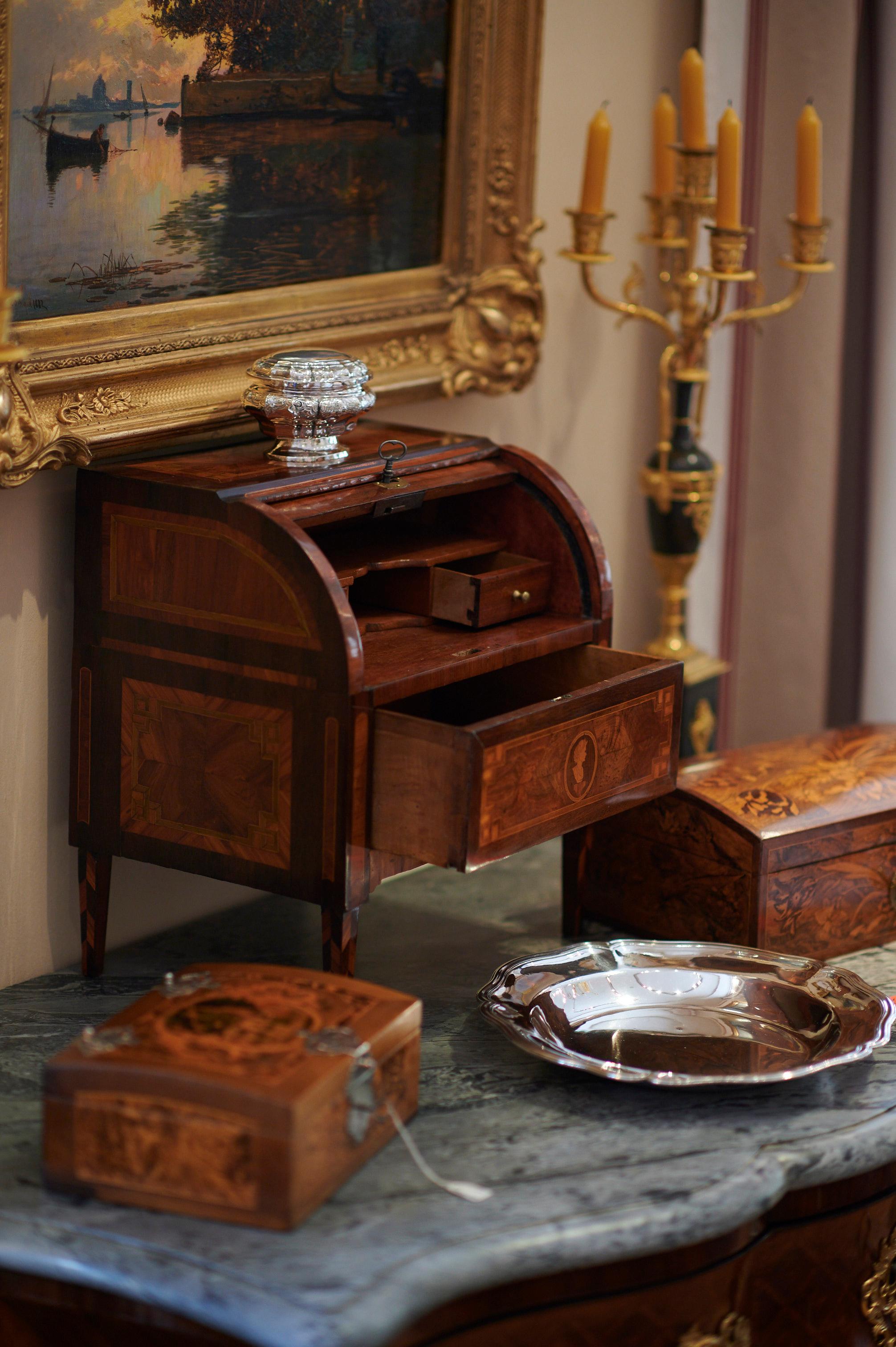 Wood Miniature Cylinder Desk, 18th Century For Sale