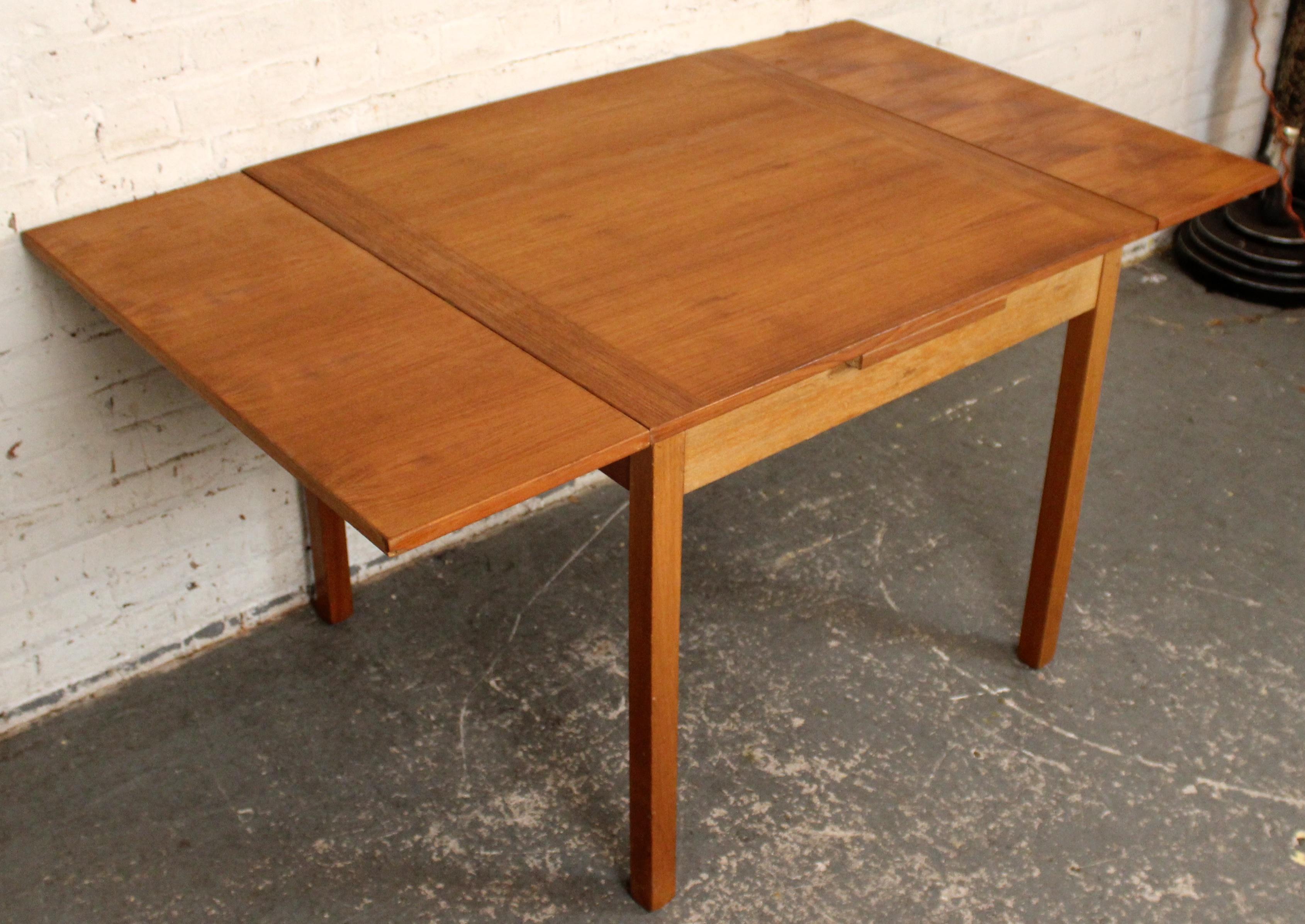 Mid-Century Modern Miniature Danish Teak Draw-Leaf Table For Sale