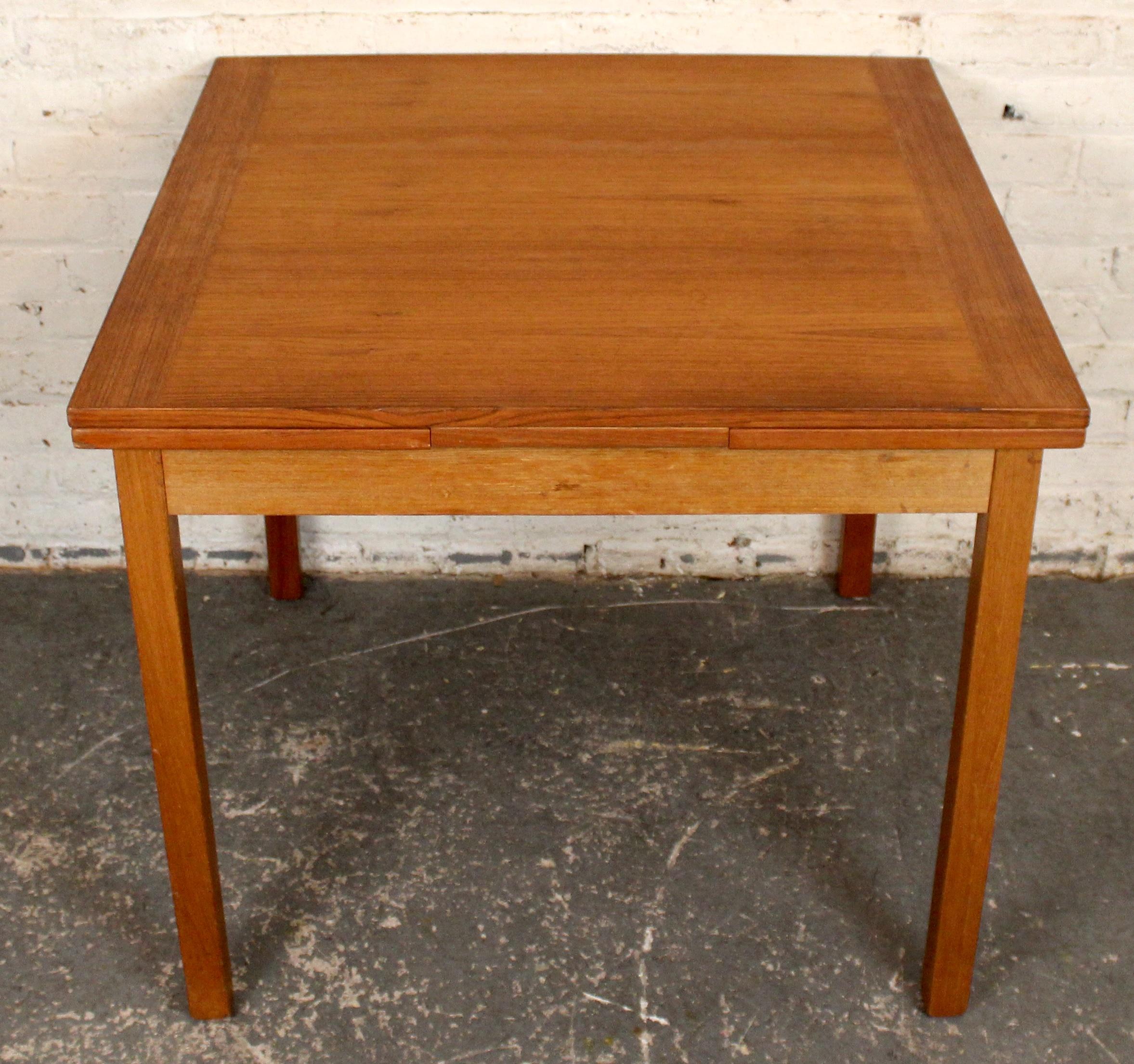 Wood Miniature Danish Teak Draw-Leaf Table For Sale