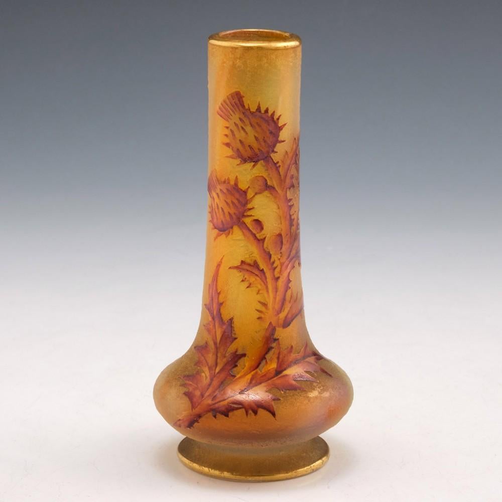 Art Nouveau Miniature Daum Nancy Thistle Vase c1895 For Sale