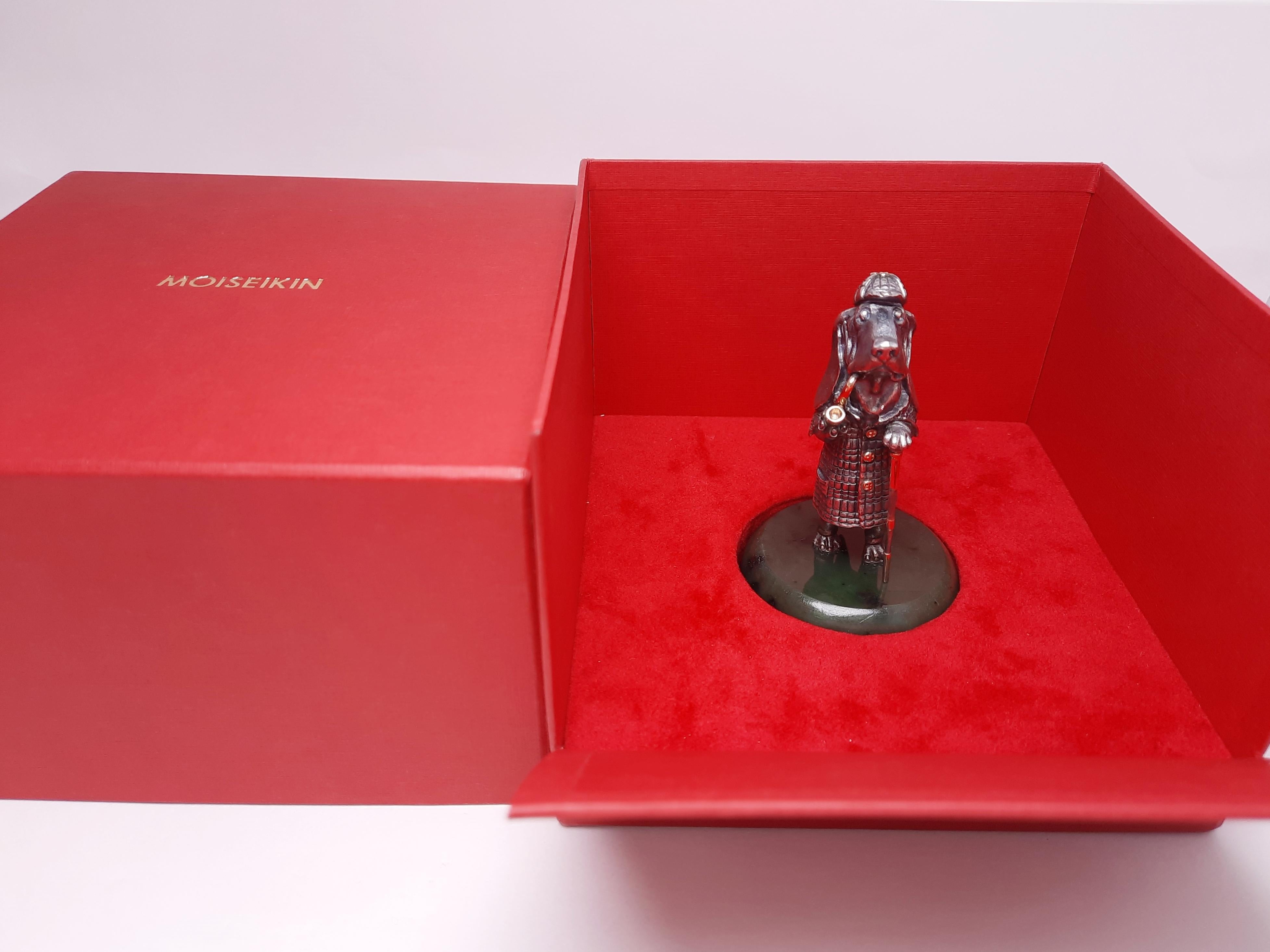 Miniature Hund Talisman Echtes Silber vergoldet Sherlock Holmes im Angebot 1