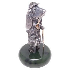 Miniatur Hund Talisman Echtes Silber vergoldet Sherlock Holmes