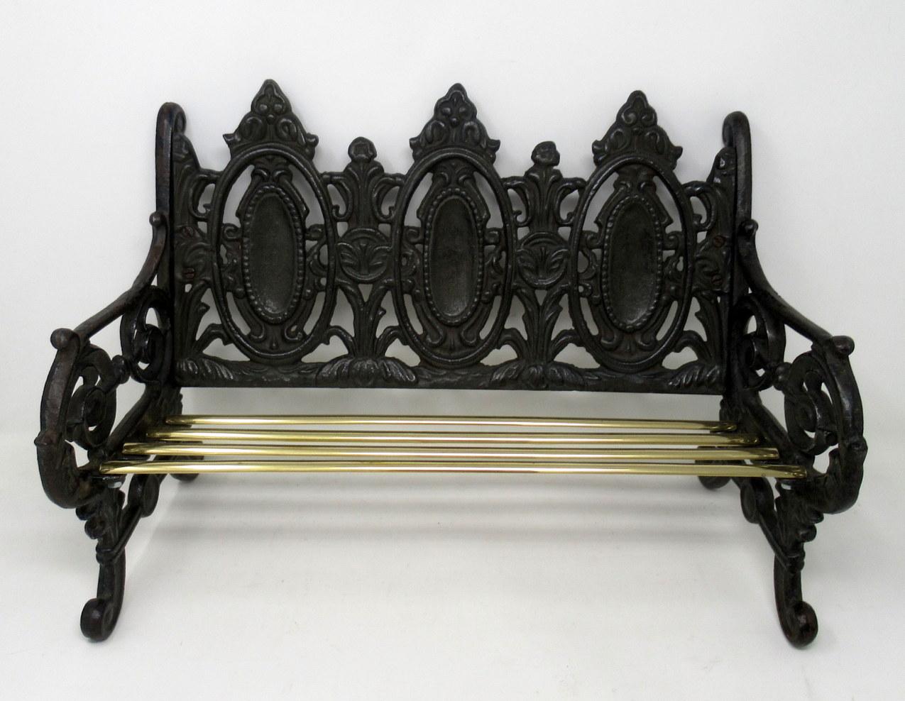 Edwardian Miniature Dolls House Cast Iron and Brass Seat Bench Chair Attrib. Coalbrookdale