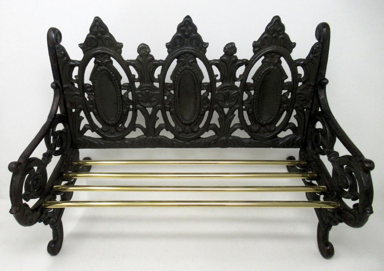 Polished Miniature Dolls House Cast Iron and Brass Seat Bench Chair Attrib. Coalbrookdale