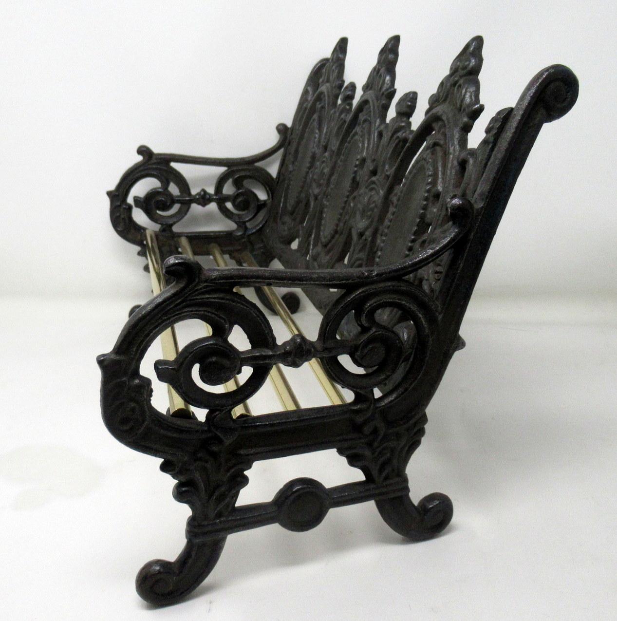 Miniature Dolls House Cast Iron and Brass Seat Bench Chair Attrib. Coalbrookdale In Good Condition In Dublin, Ireland