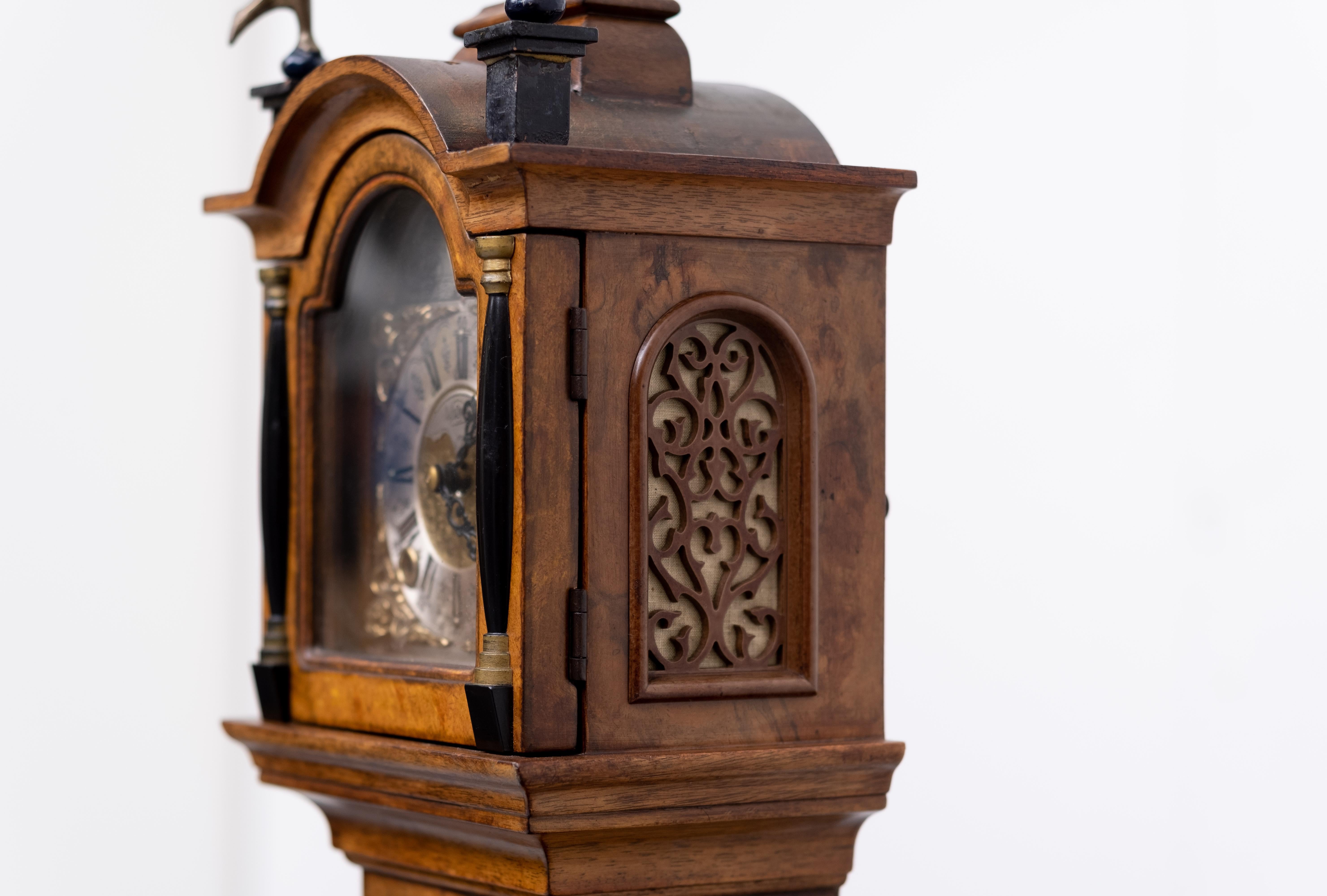 Miniature Dutch Walnut Long Case Clock For Sale 6