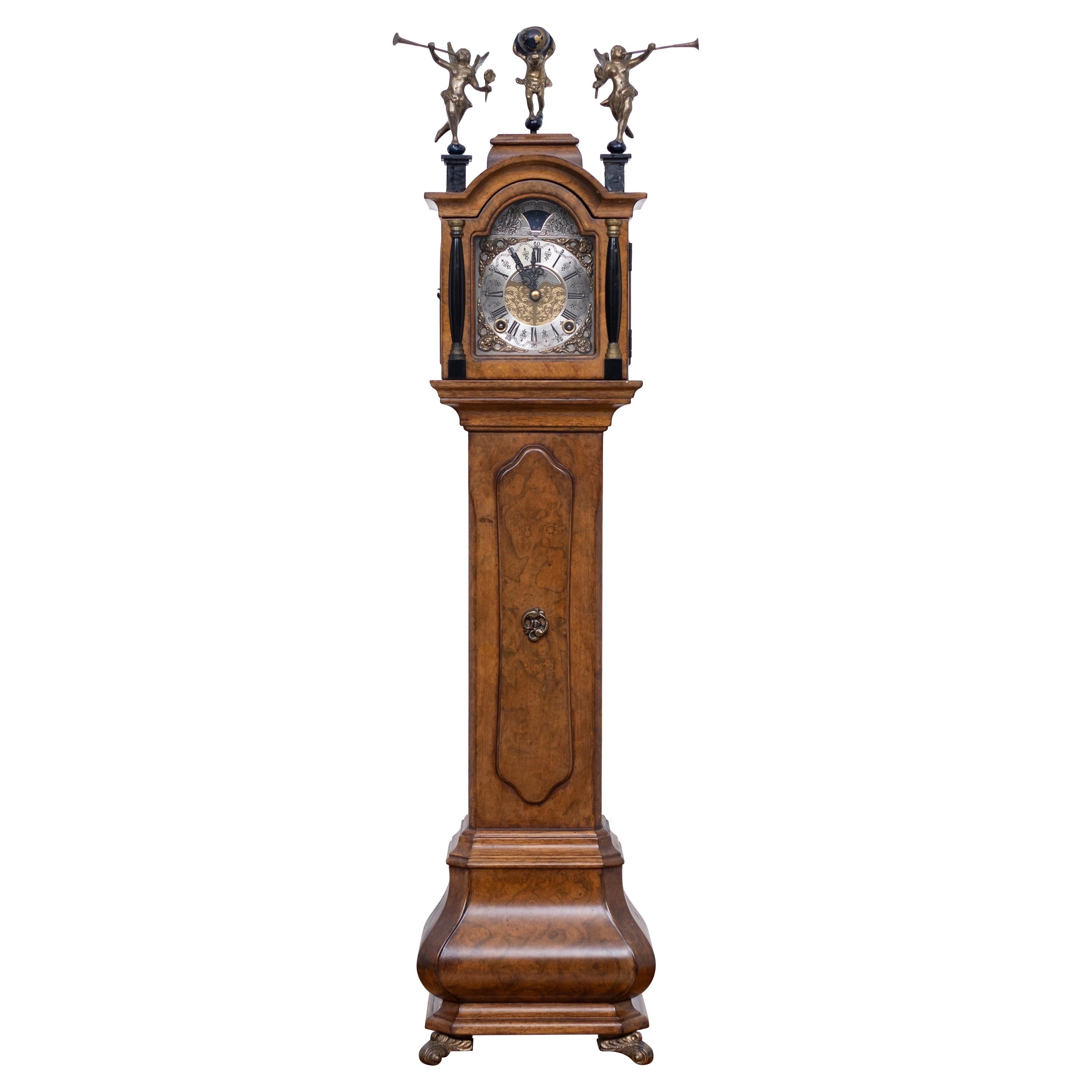 Miniature Dutch Walnut Long Case Clock For Sale