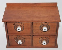 Miniature Early Spice Box with Original Stencil Drawers