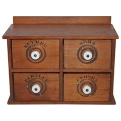 Miniature Early Spice Box with Original Stencil Drawers