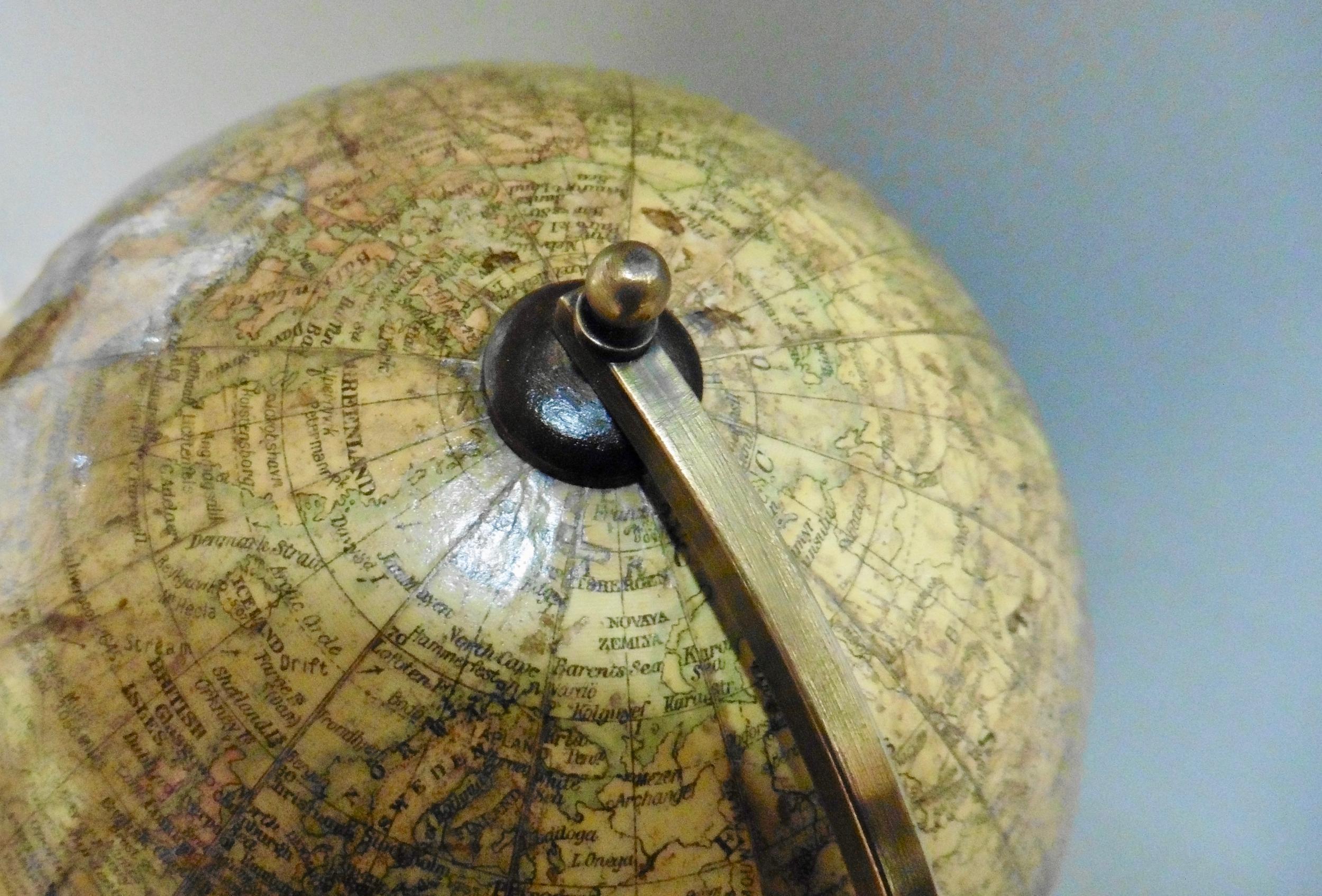 Wood Miniature Edwardian Geographia Table Globe