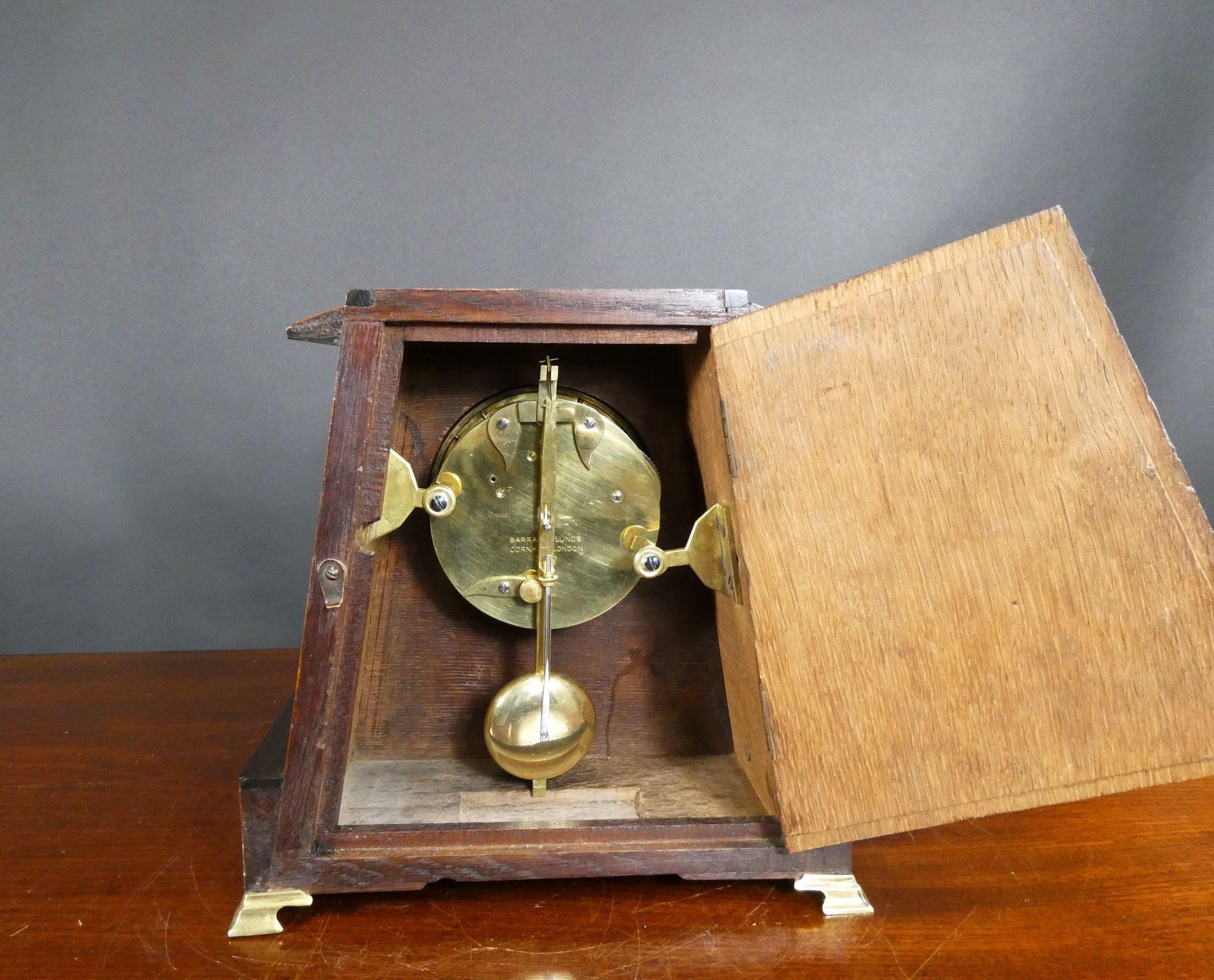 Miniature Egyptian Style Walnut Bracket Clock, Barraud & Lund, London In Good Condition For Sale In Norwich, GB