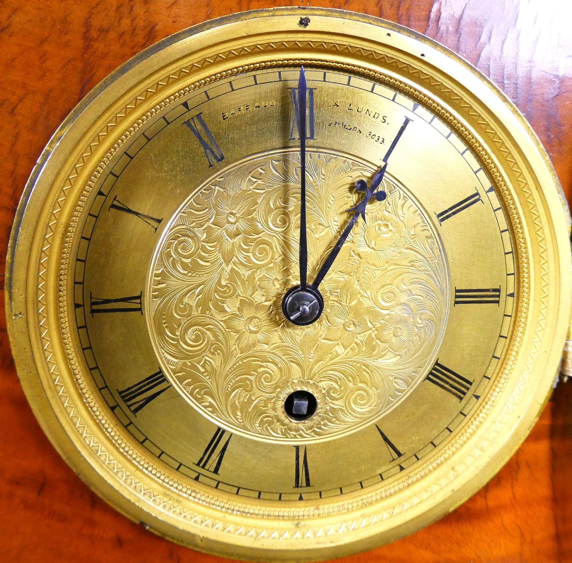 Miniature Egyptian Style Walnut Bracket Clock, Barraud & Lund, London For Sale 2