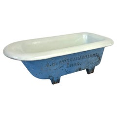 Vintage Miniature Enamel Bathtub Pipe Stand – A.B. Norrahammars Bruk, Sweden
