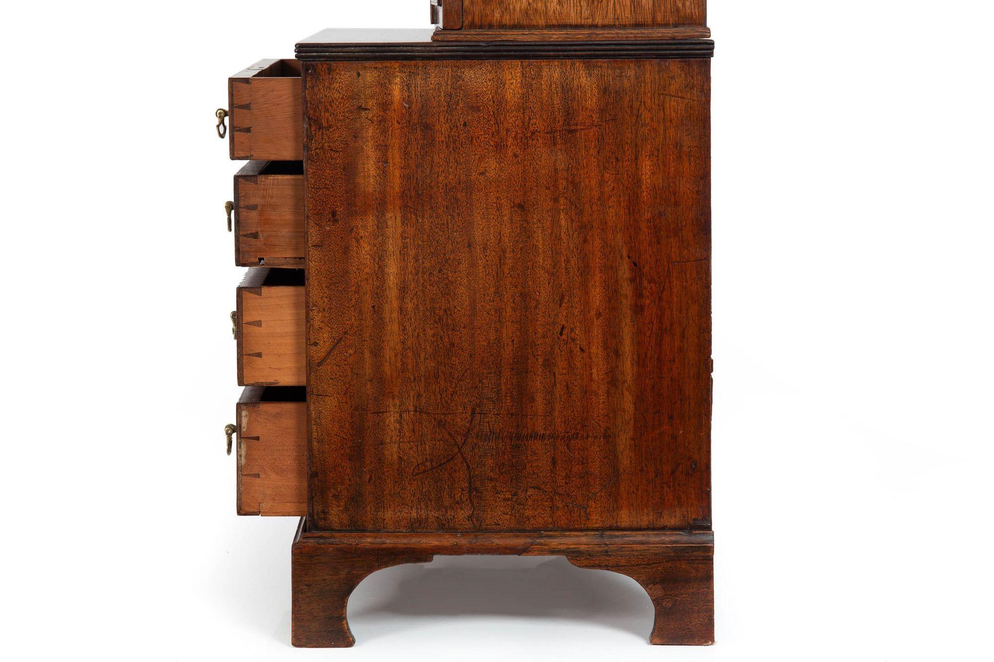 Miniature English Antique Mahogany Secretary Bookcase ca. 1800 For Sale 4