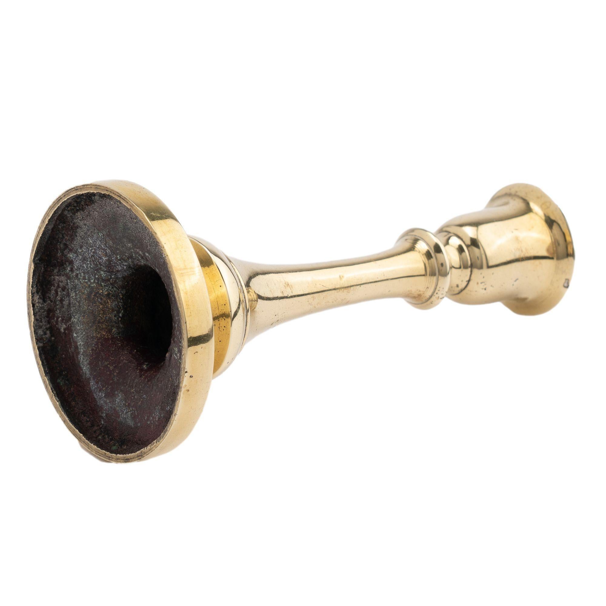 Brass Miniature English cast brass candlestick, 1800-20 For Sale