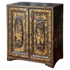 Miniature English Lacquered Chinoiserie Table Cabinet