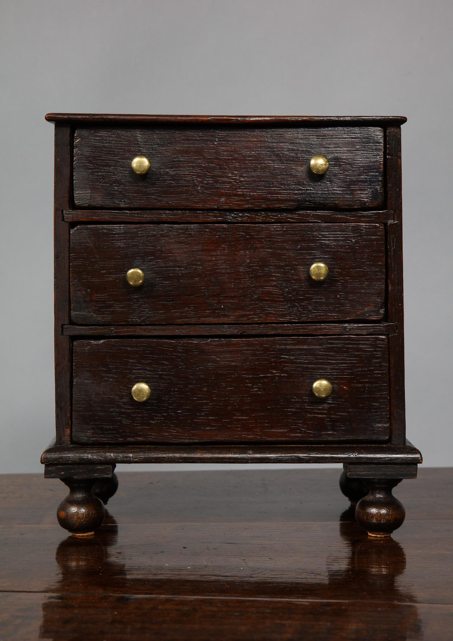 William and Mary Miniature English or Welsh Oak Chest of Drawers