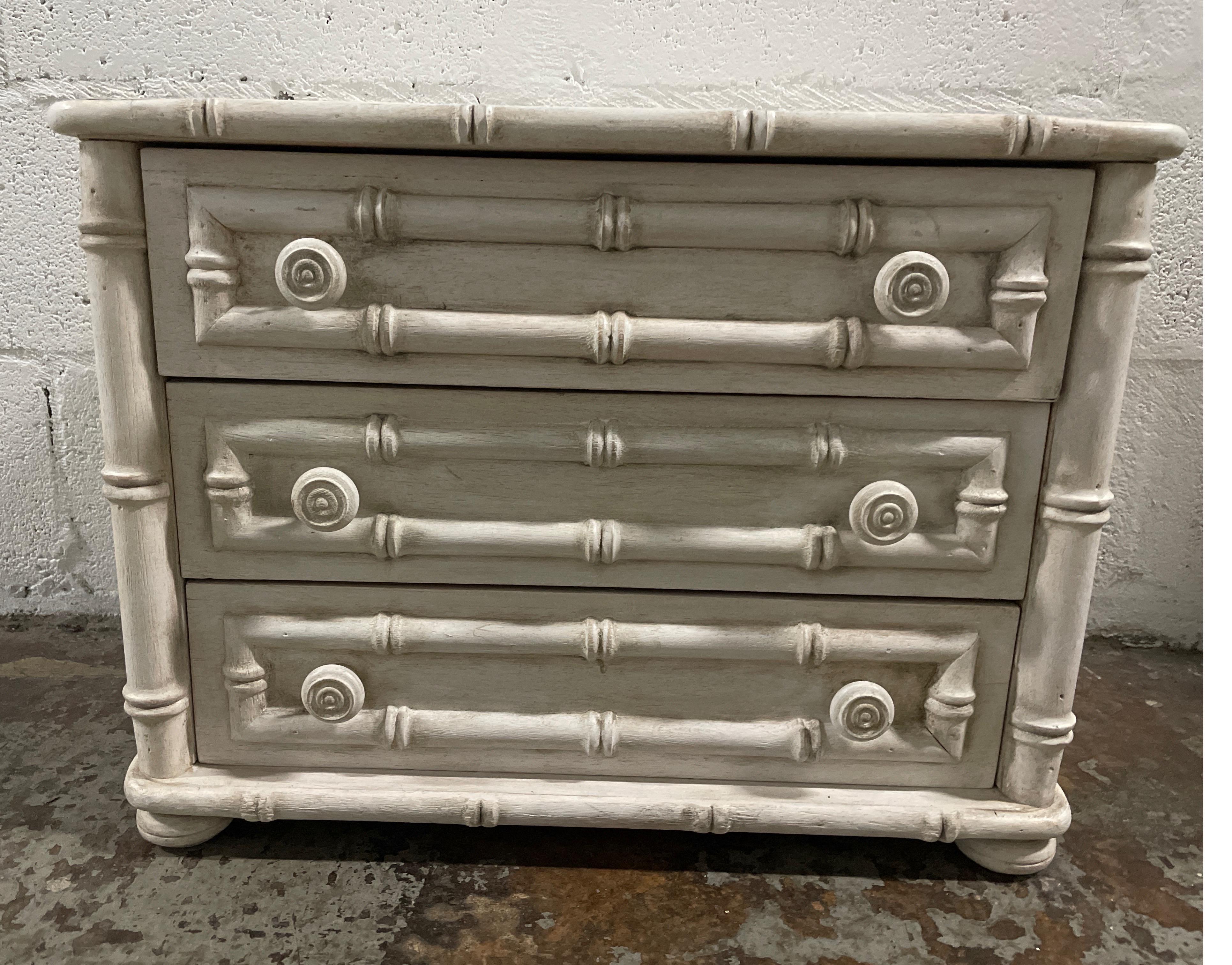 Miniature Faux Bamboo Painted Chest In Good Condition For Sale In West Palm Beach, FL