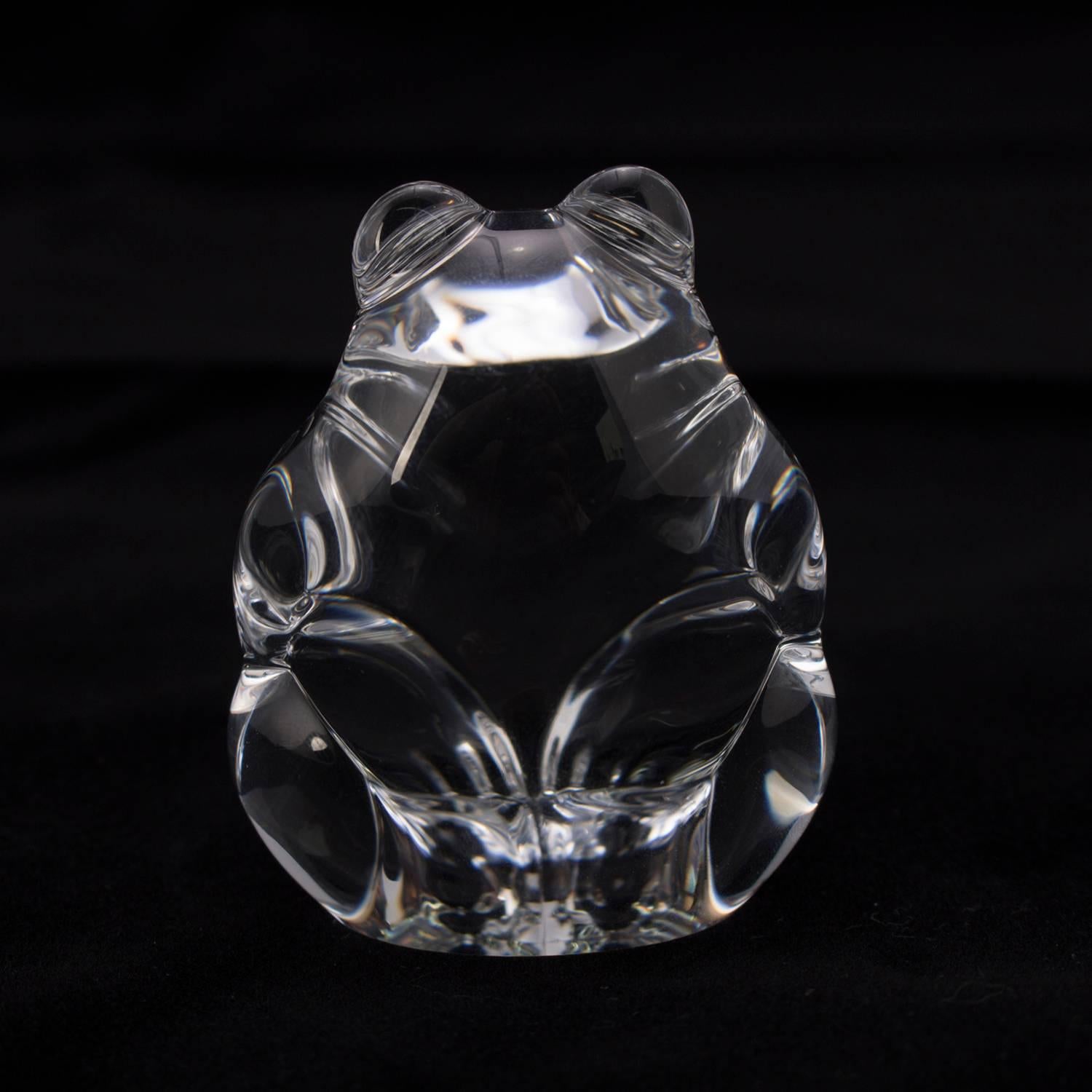 American Miniature Figural Steuben Crystal Bear Sculpture, Signed, 20th Century