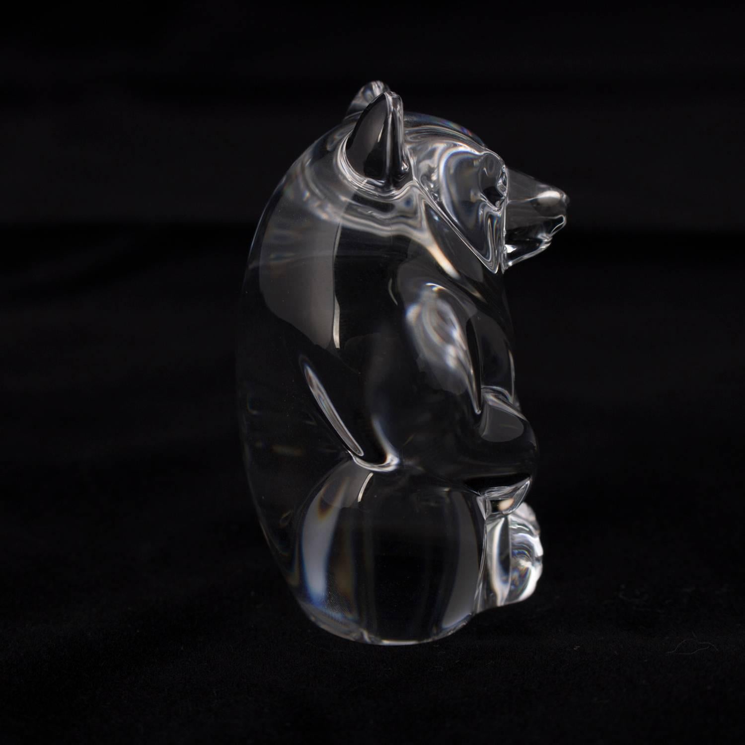 Miniature Figural Steuben Crystal Bear Sculpture, Signed, 20th Century In Good Condition In Big Flats, NY