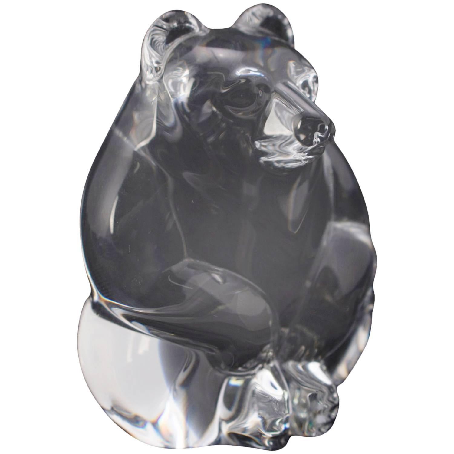 Miniature Figural Steuben Crystal Bear Sculpture, Signed, 20th Century