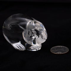 Miniature Figural Steuben Crystal Bunny Rabbit Sculpture, Signed, 20th Century