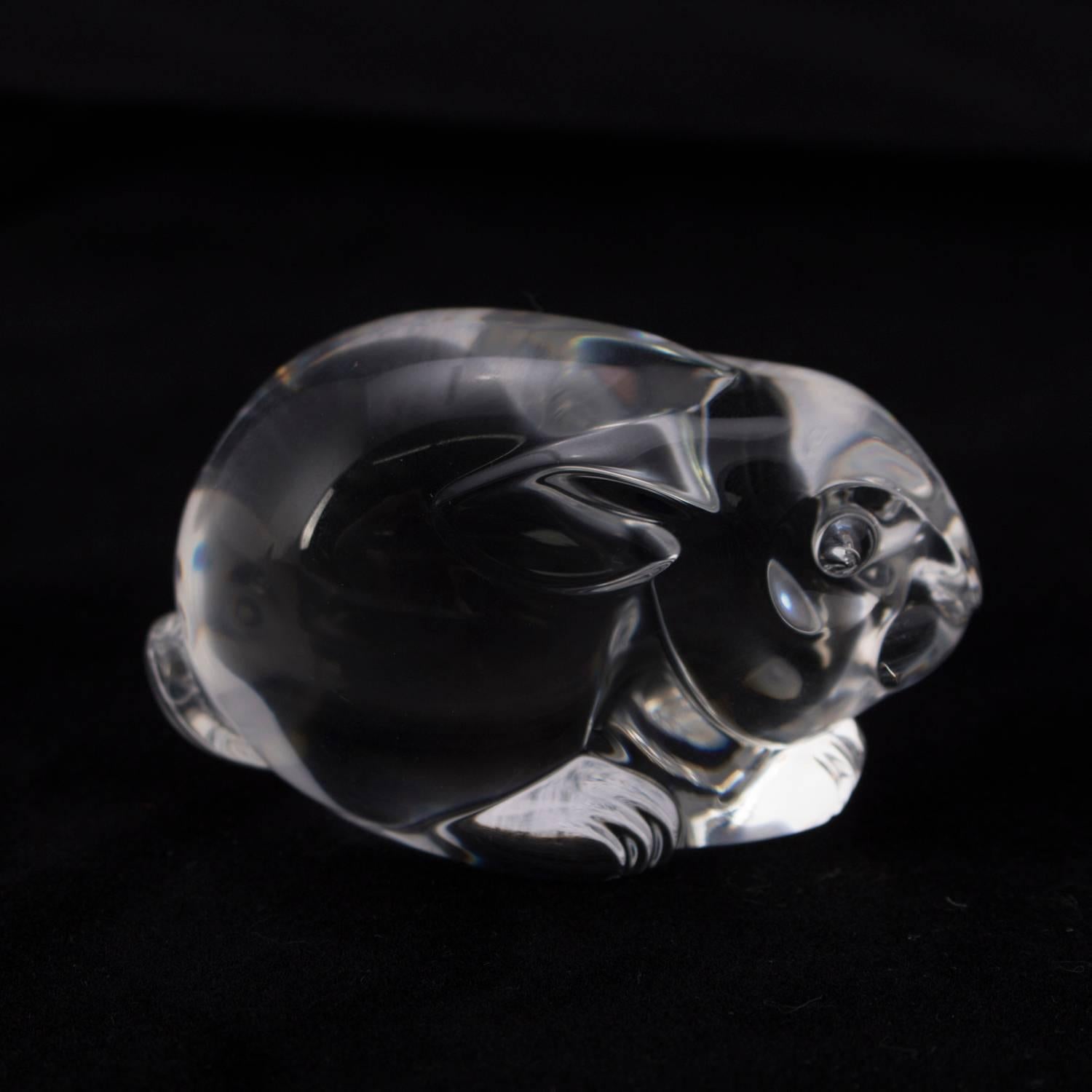 Miniature Figural Steuben Crystal Bunny Rabbit Sculpture, Signed, 20th Century 1