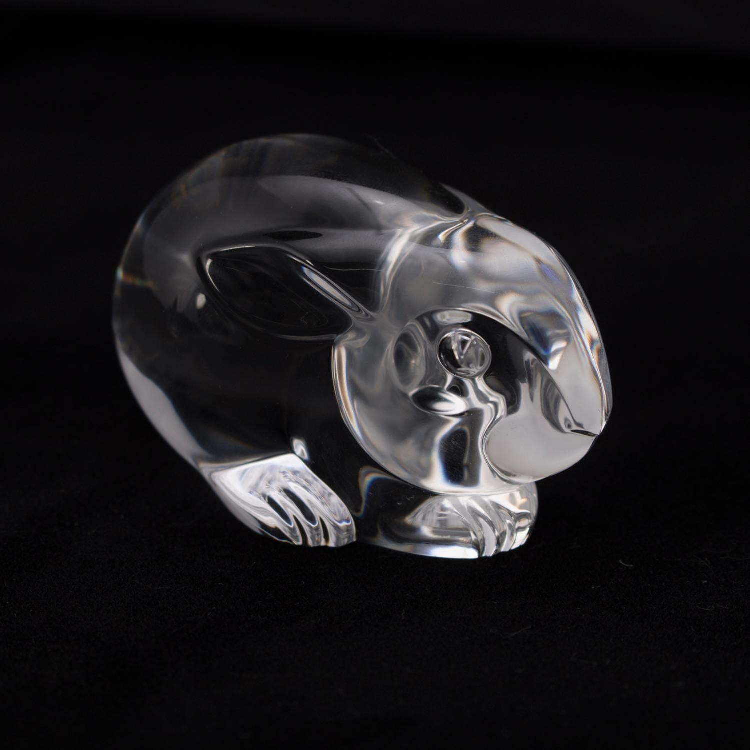Miniature Figural Steuben Crystal Bunny Rabbit Sculpture, Signed, 20th Century 3