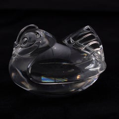 Miniature Figural Steuben Crystal Chicken Sculpture, Signed, 20th Century
