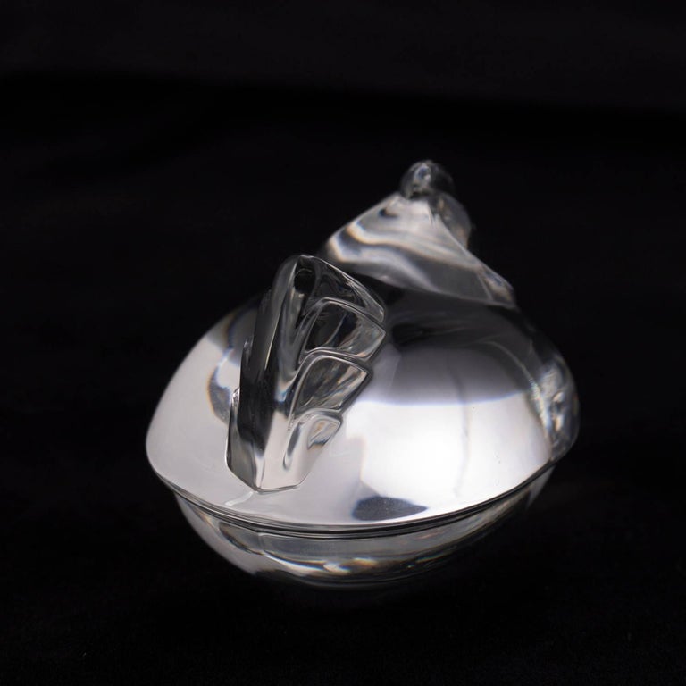 Miniature Figural Steuben Crystal Chicken Sculpture, Signed, 20th