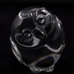 Miniature Figural Steuben Crystal Owl Sculpture, Signed, 20th Century