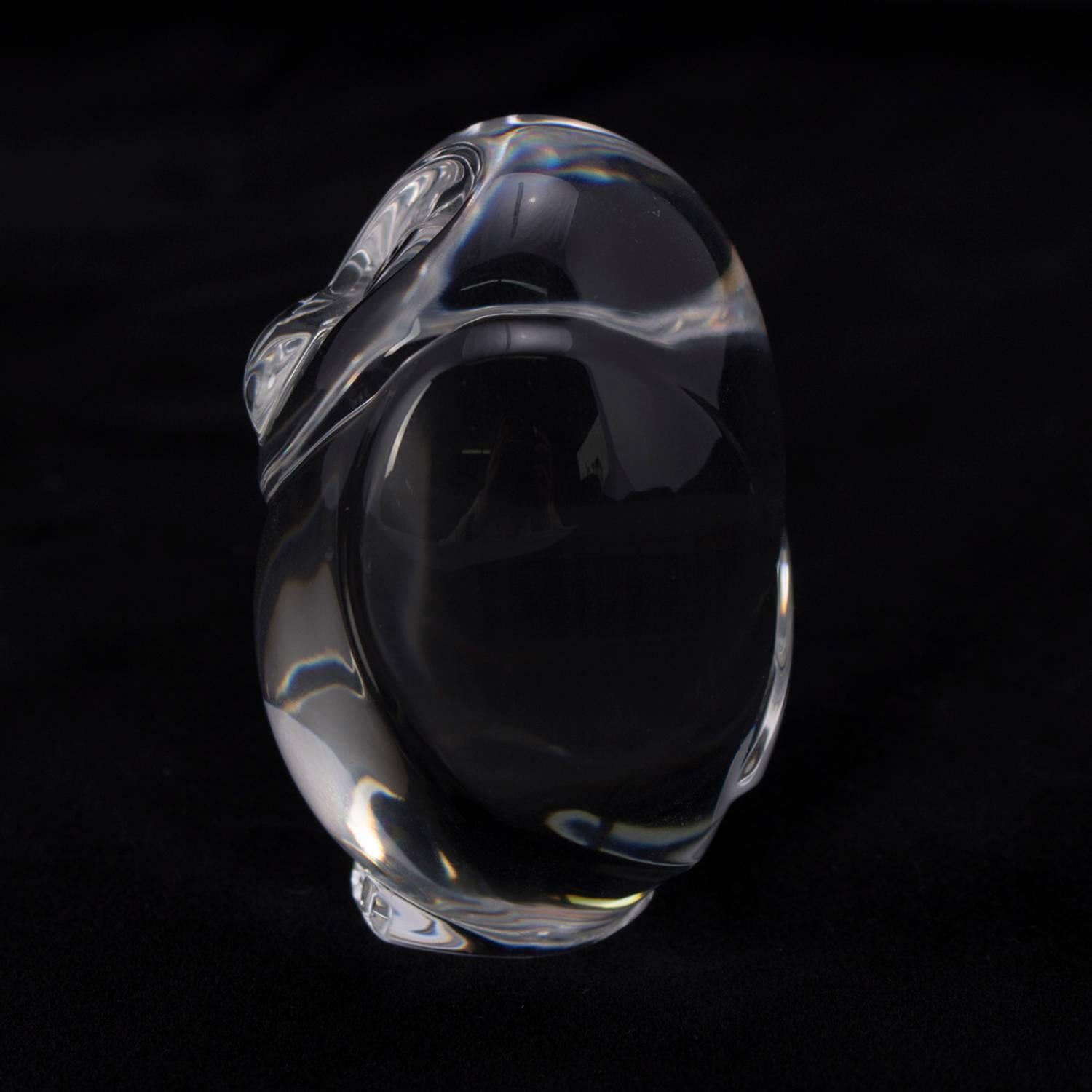 Miniature Figural Steuben Crystal Owl Sculpture, Signed, 20th Century 1