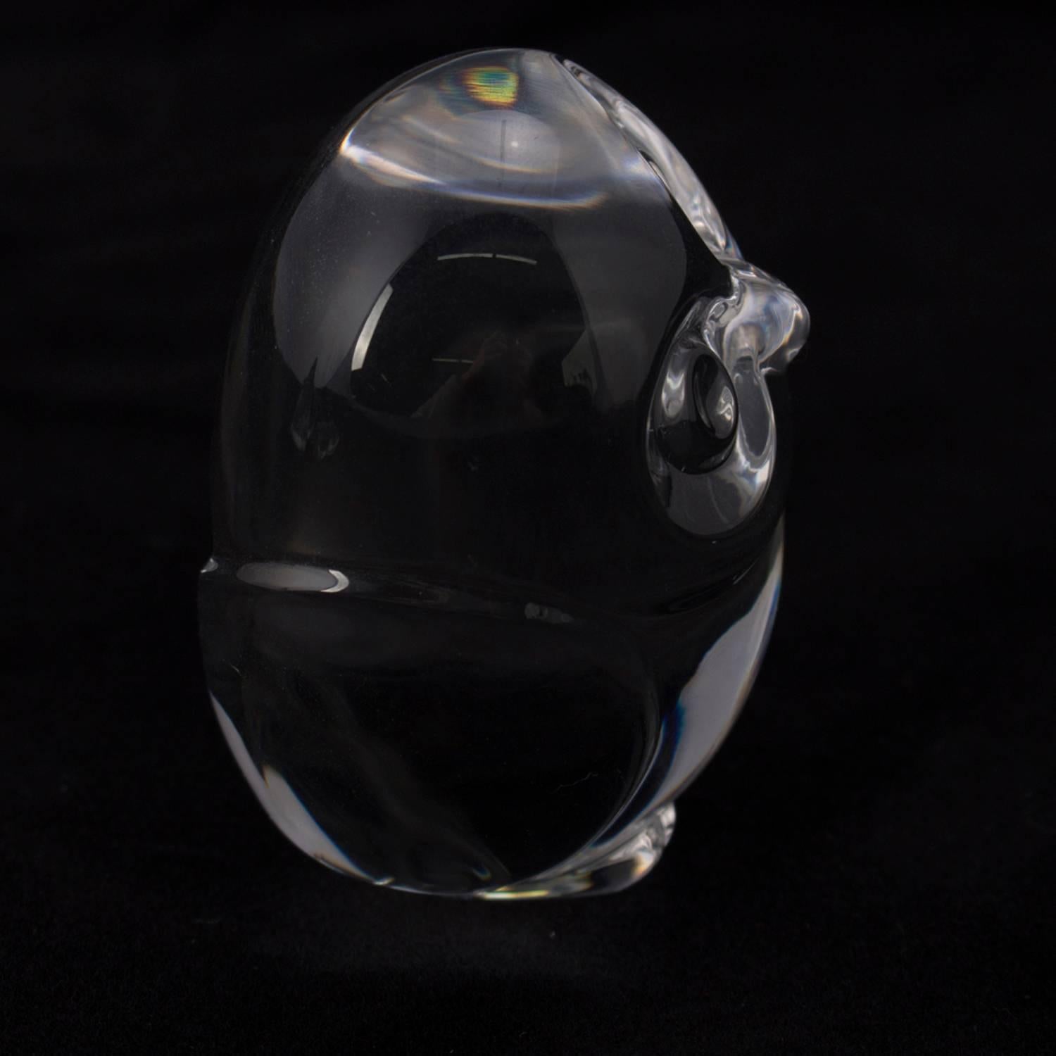 Miniature Figural Steuben Crystal Owl Sculpture, Signed, 20th Century 3