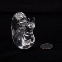 Miniature Figural Steuben Crystal Snail Sculpture, Signed, 20th Century