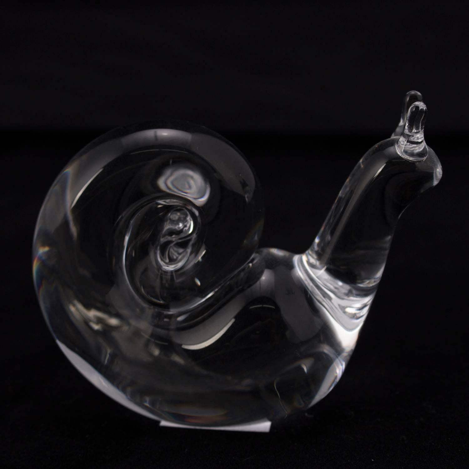 Miniature Figural Steuben Crystal Snail Sculpture, Signed, 20th Century 2