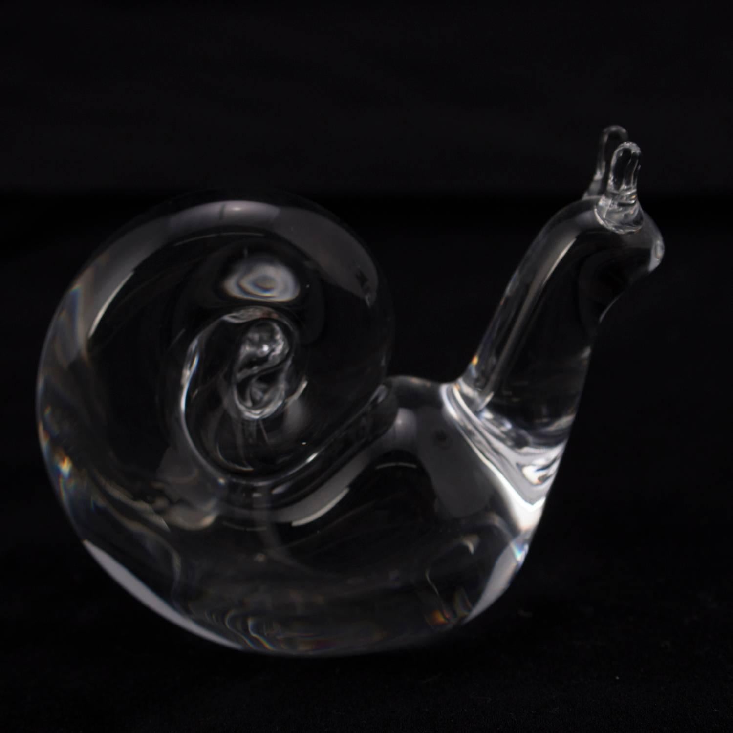 Miniature Figural Steuben Crystal Snail Sculpture, Signed, 20th Century 3